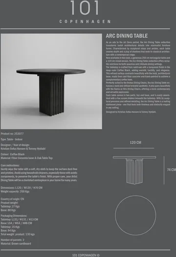 Arc dining table Ø120 cm - Coffee black oak - 101 Copenhagen
