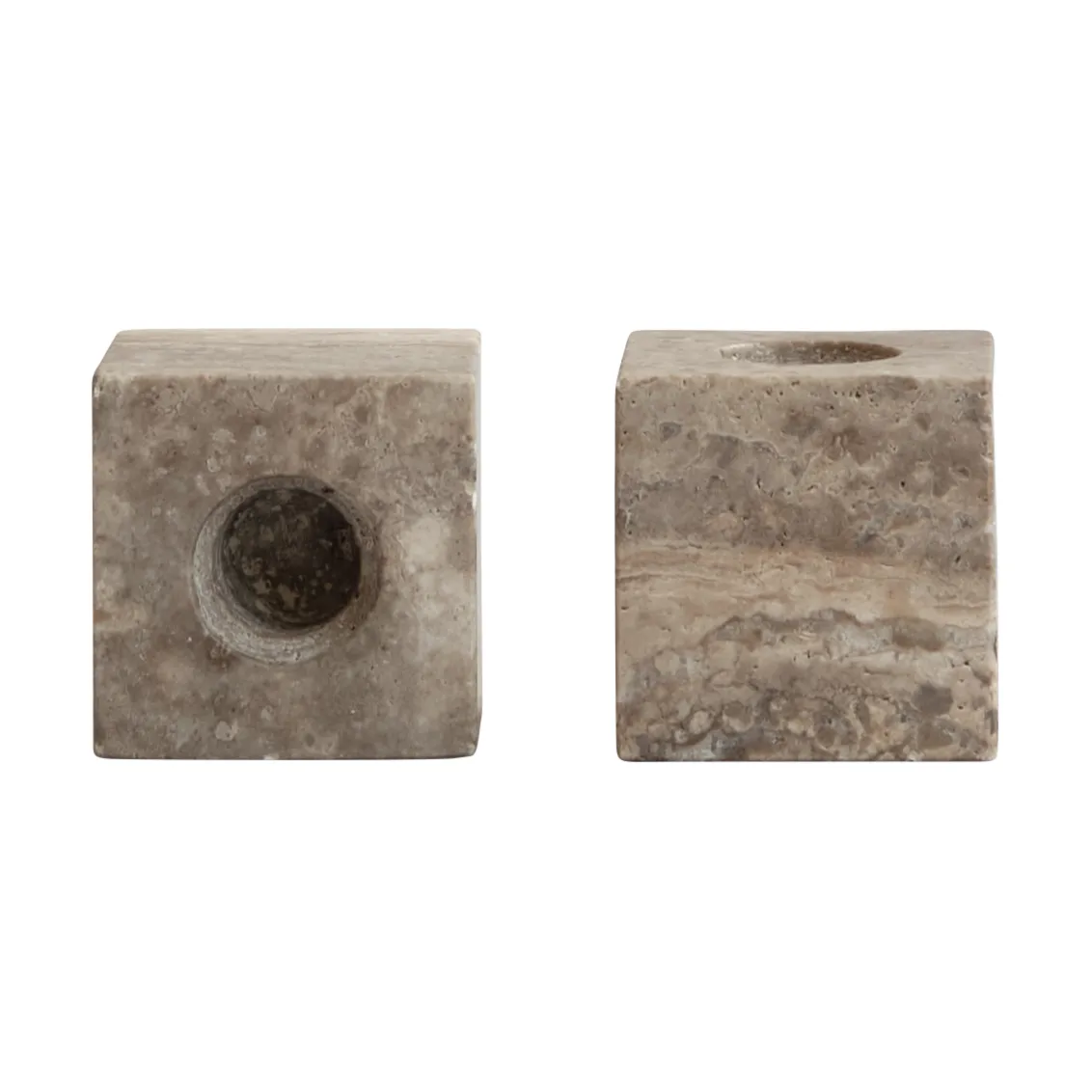 Cube candle holder 2-pack, Silver Travertine 101 Copenhagen