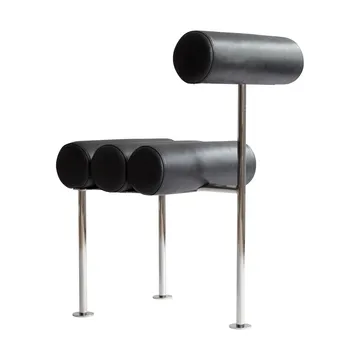 Hiro dining chair - Stainless steel-aniline leather black - 101 Copenhagen