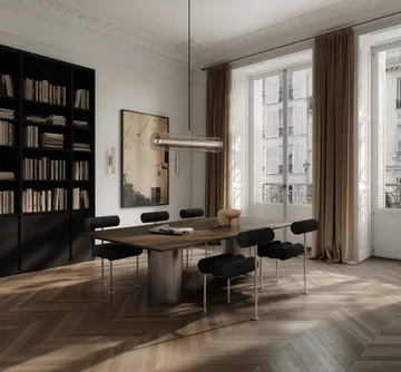 Hiro dining chair - Stainless steel-aniline leather black - 101 Copenhagen