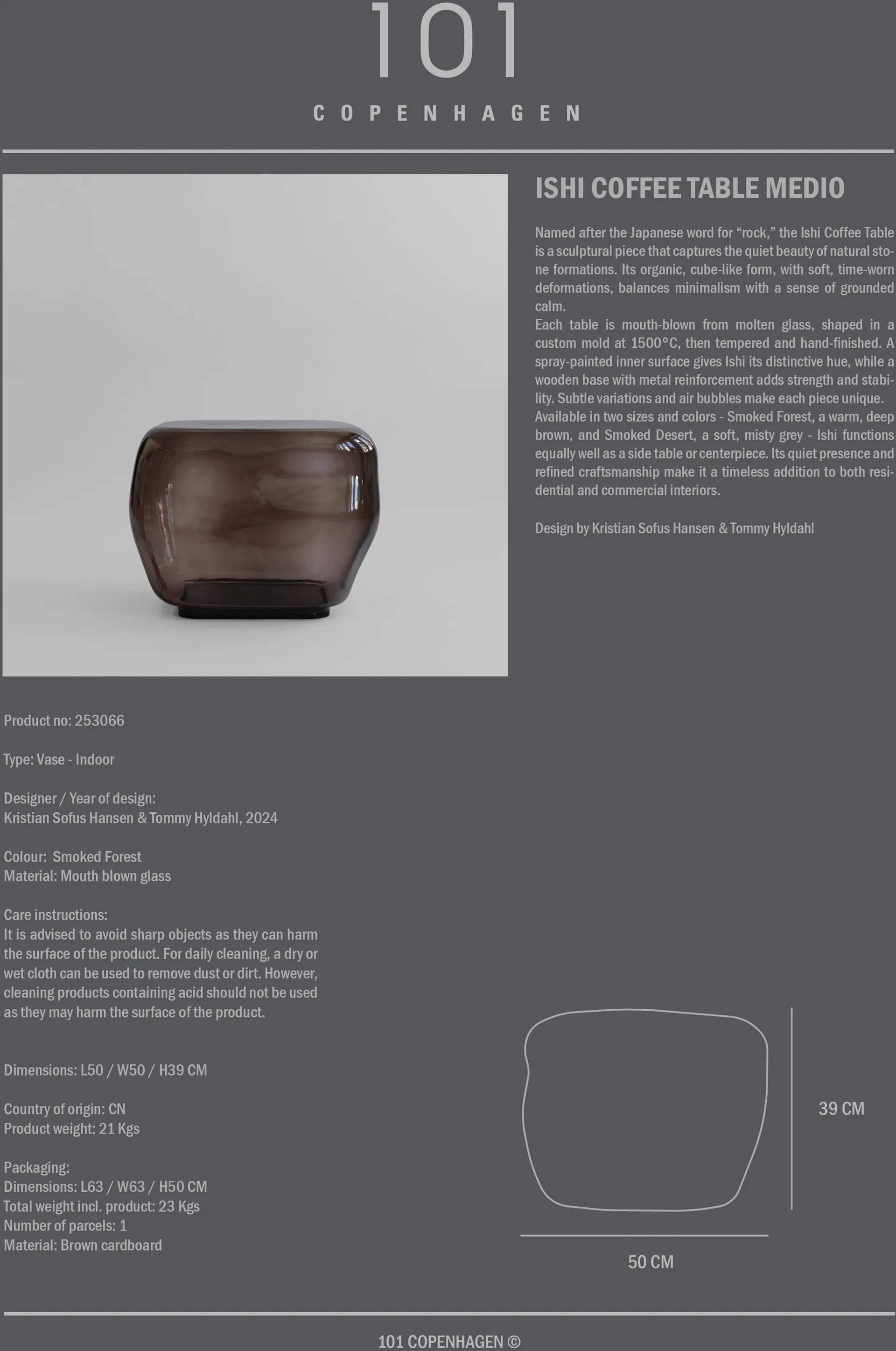 Ishi coffee table medium, Smoked forest 101 Copenhagen