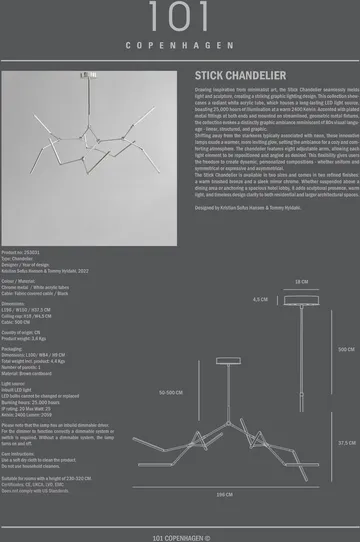 Stick chandelier chandelier - Chrome - 101 Copenhagen