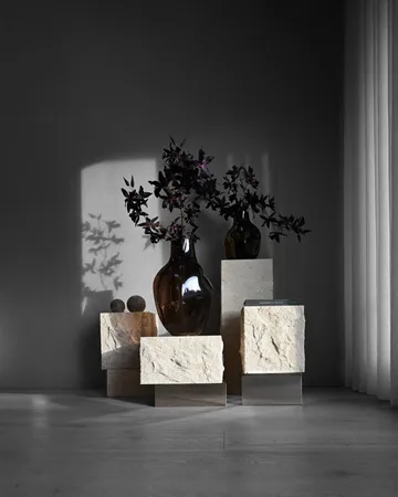 Temple side table tall 50x33 cm - Chrome-limestone - 101 Copenhagen