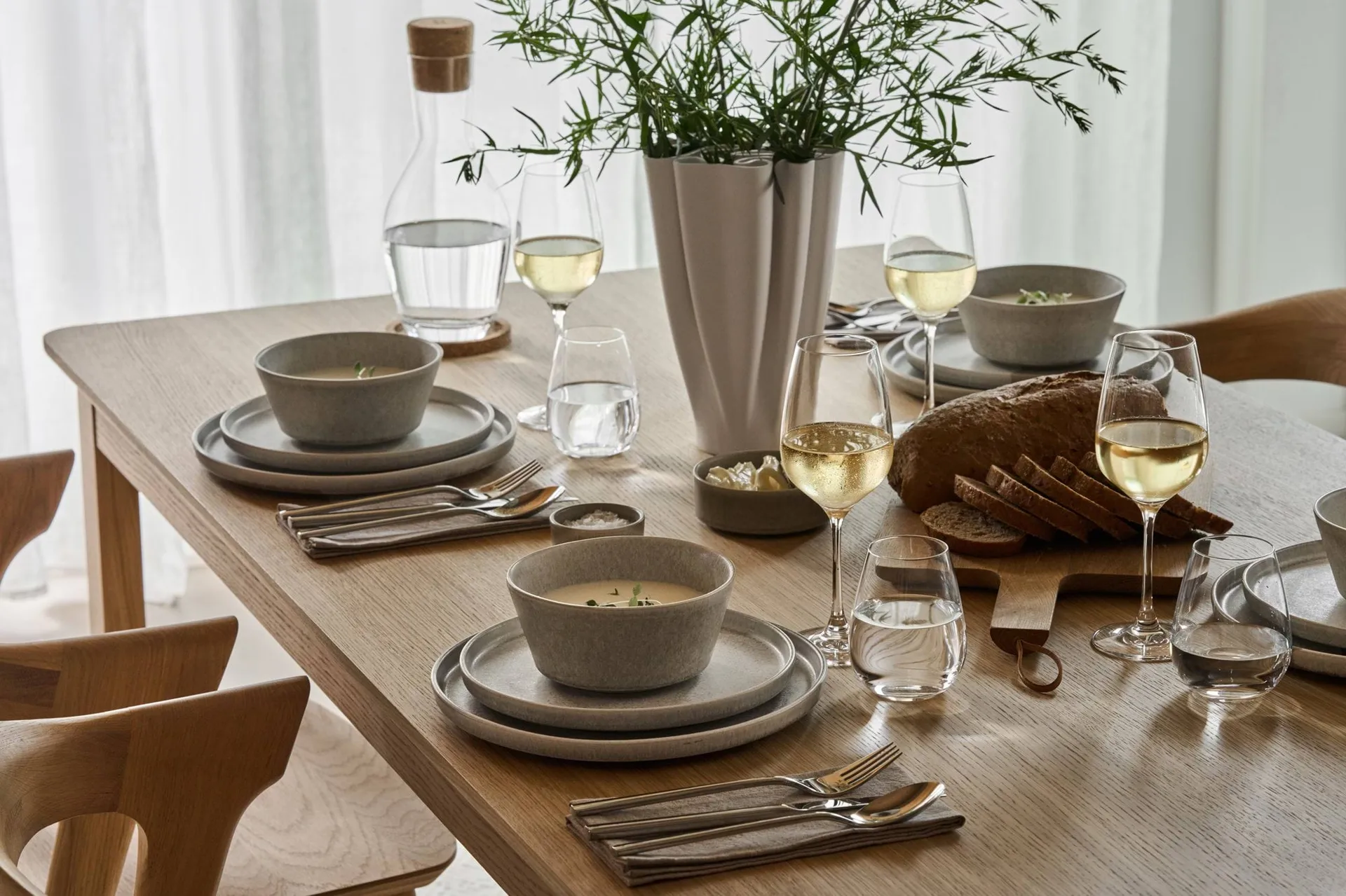 Alfred dining table, White pigmented oak, 90x160 cm 1898