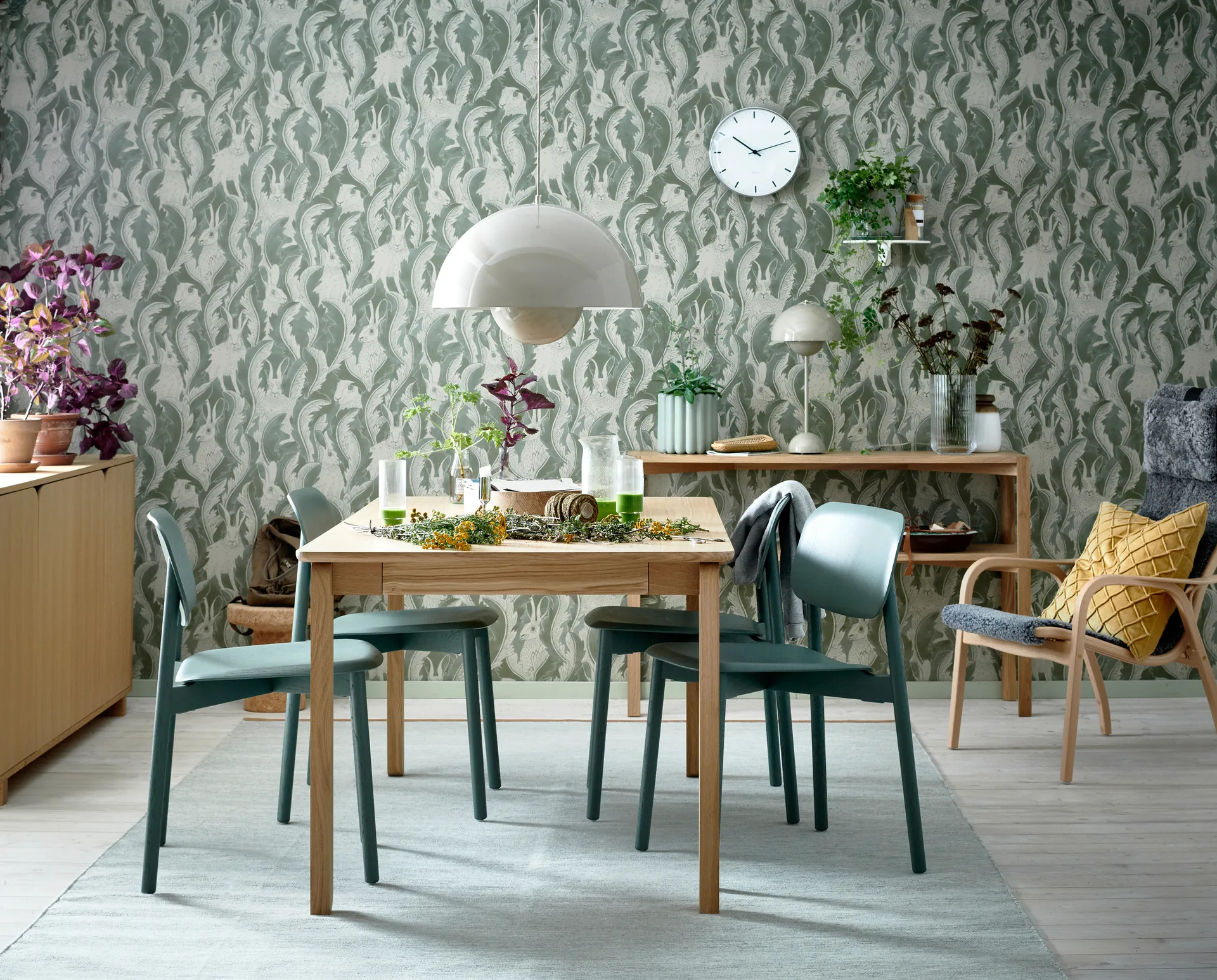 Alfred dining table, White pigmented oak, 90x160 cm 1898