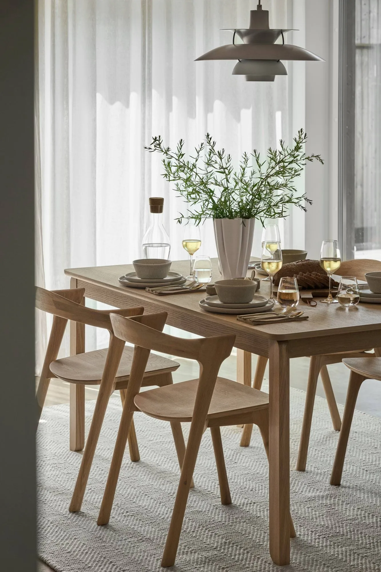 Alfred dining table, White pigmented oak, 90x220 cm 1898