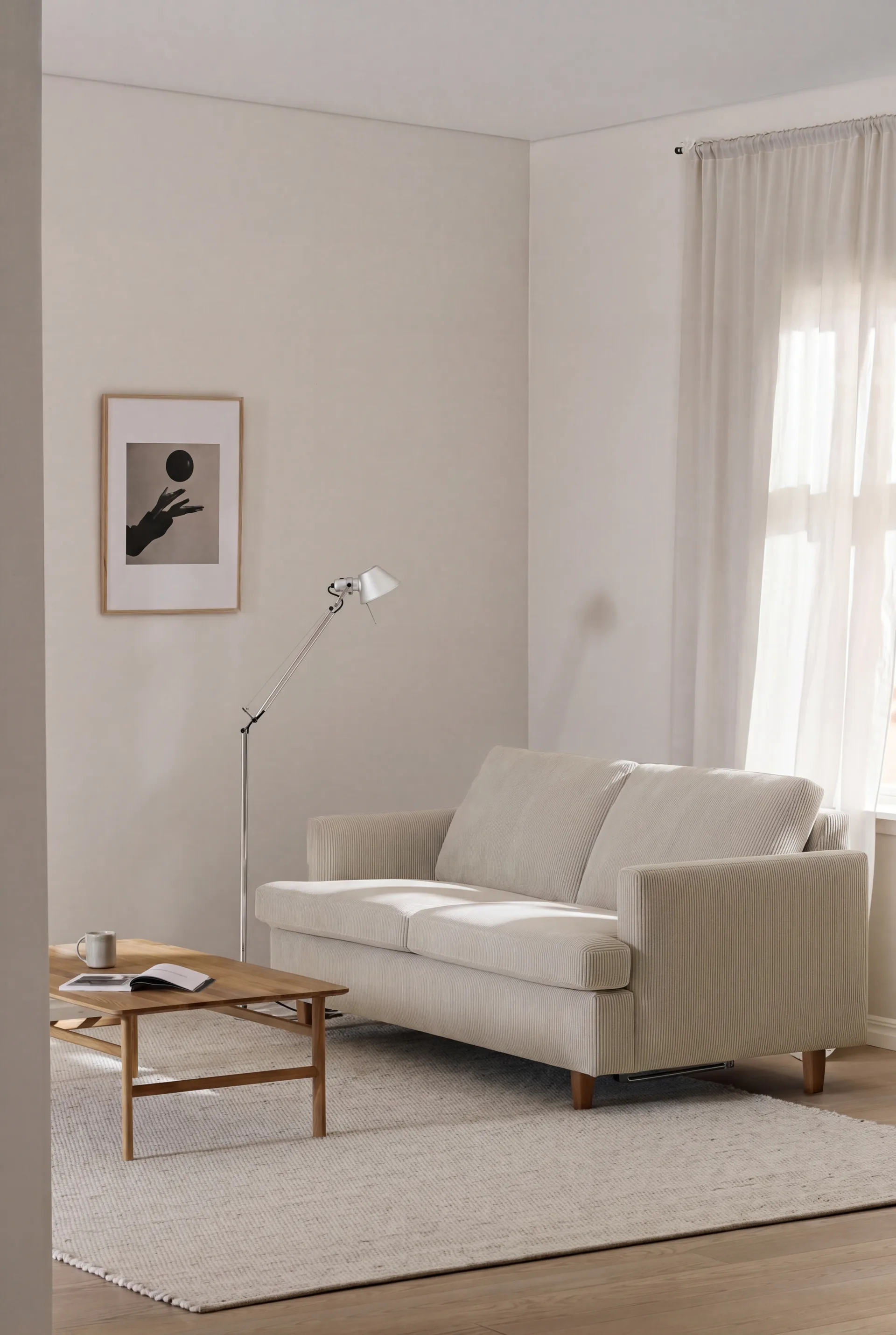 Binga 2,5-seater sofa bed, Jump Beige 1956-oak 1898
