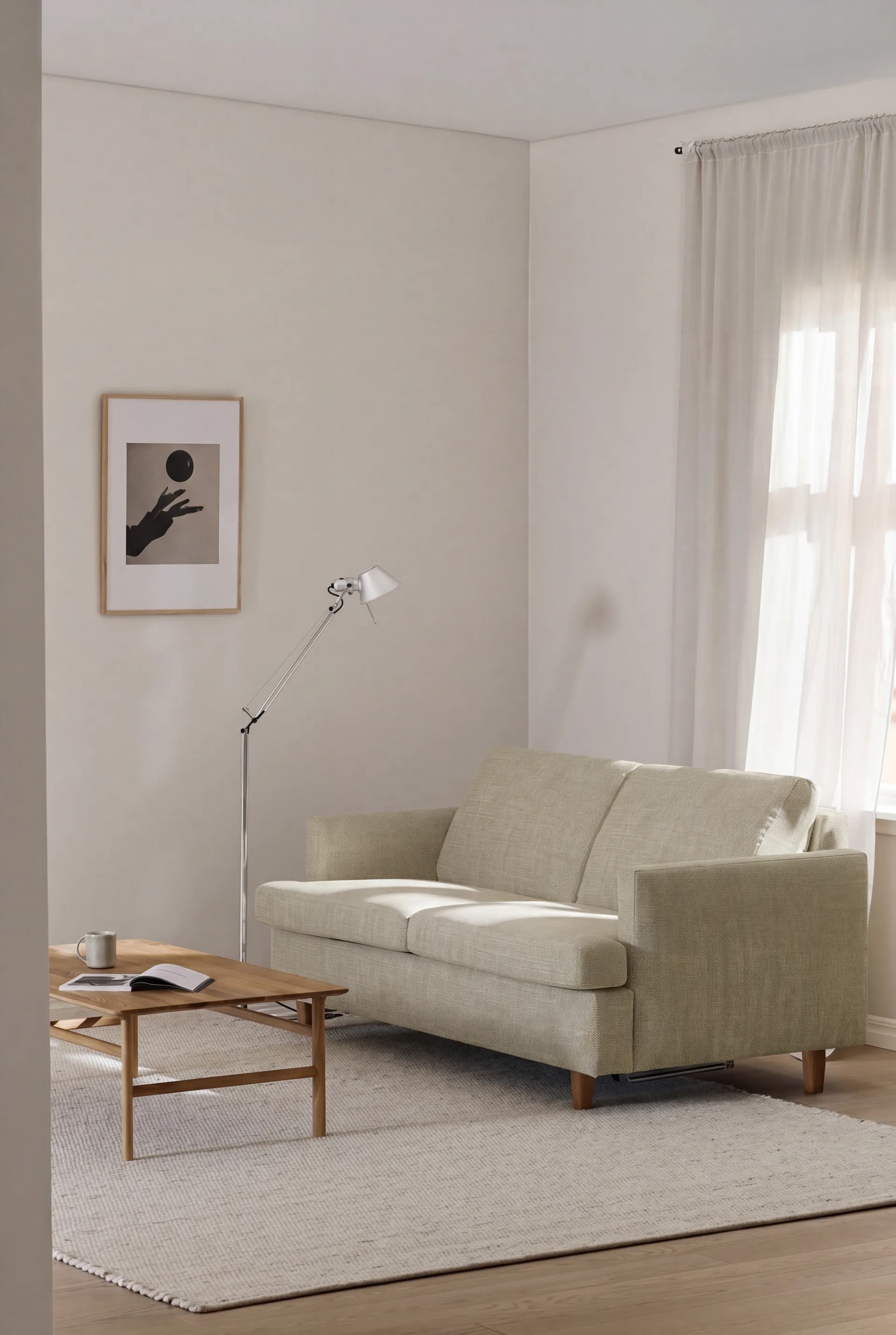 Binga 2,5-seater sofa bed, Luiza Beige 3981-oak 1898
