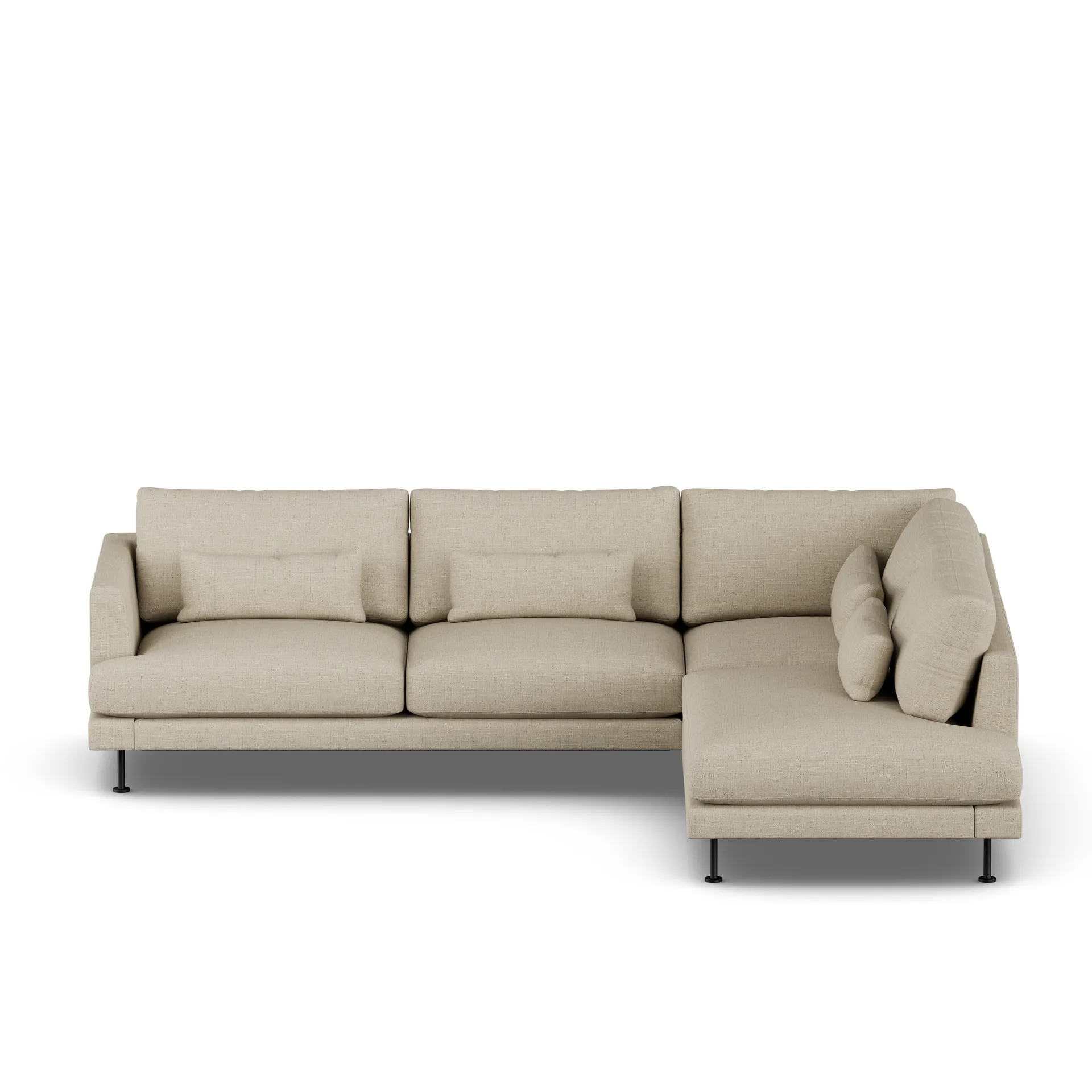 Bredhult sofa, Bern Beige 0341-black steel, 3-seater A1 1898