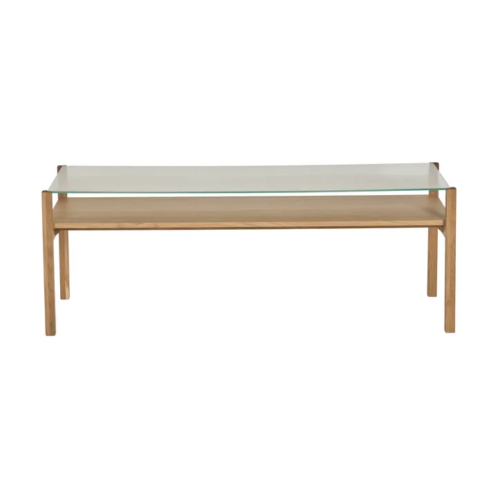 Lid coffee table - White pigmented oak-glass, 125x50 cm - 1898