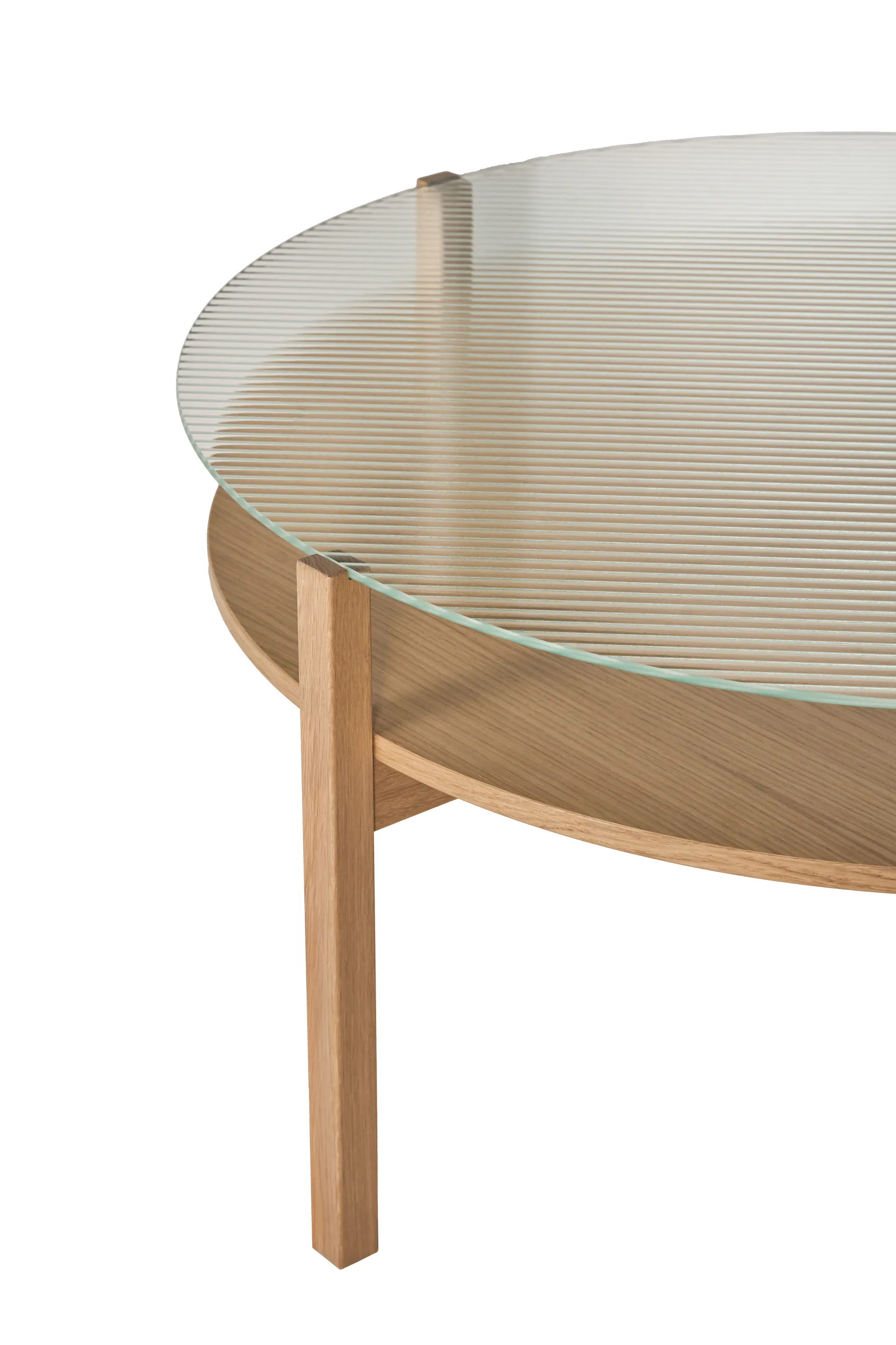 Lid coffee table, White pigmented oak-glass, Ø90 cm 1898