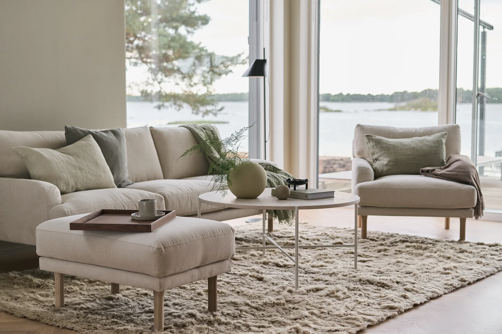 Lidnäs footstool, Caleido beige 1898