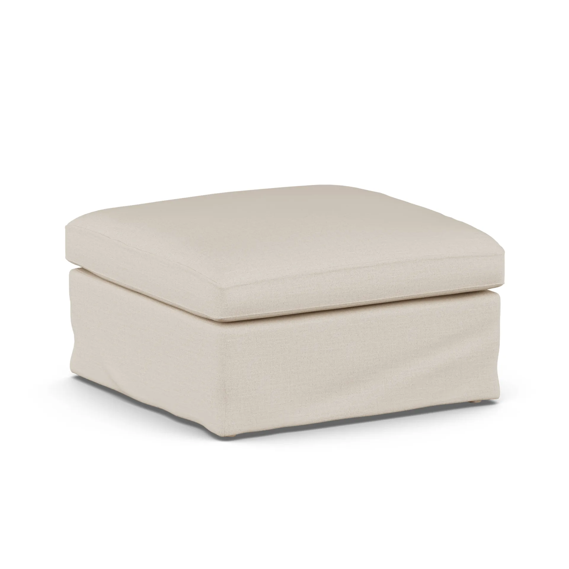 Linnevik footstool, Same Beige 6670-white-oiled oak, with skirt 1898