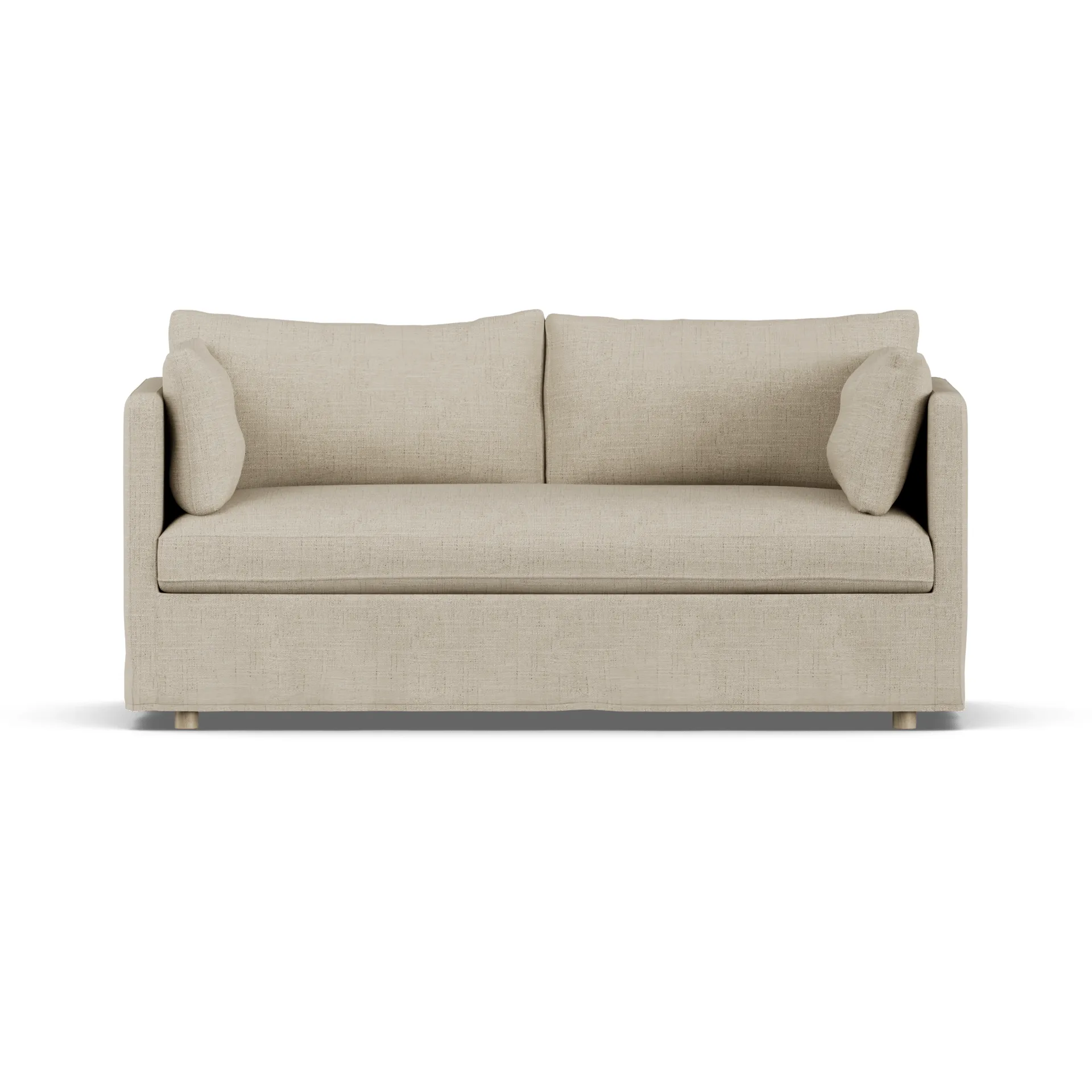 Linnevik sofa, Bern beige 0341-white-oiled oak, 2-seater, with skirt 1898