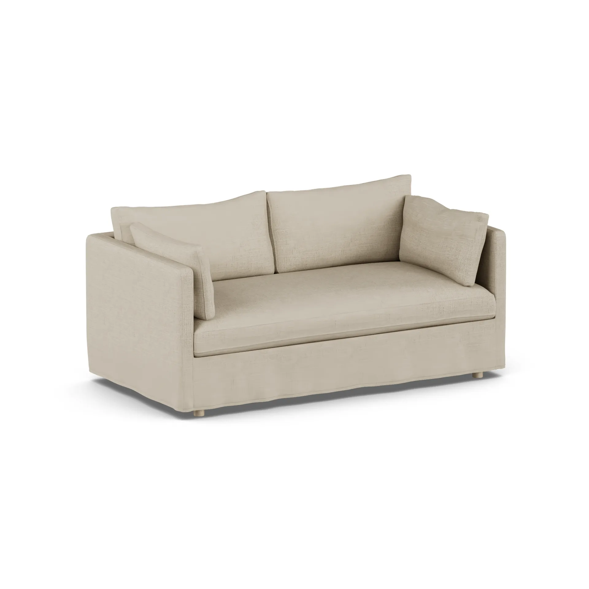 Linnevik sofa, Bern beige 0341-white-oiled oak, 2-seater, with skirt 1898