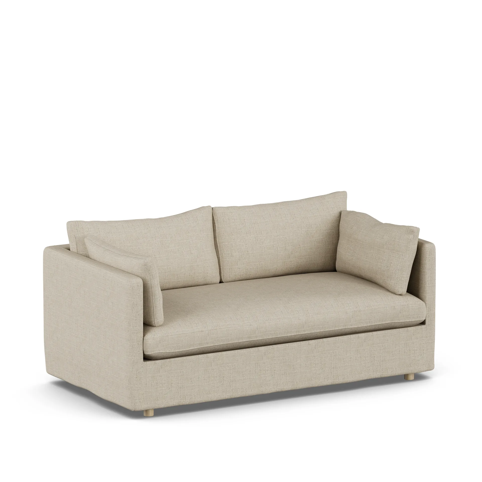 Linnevik sofa, Bern beige 0341-white-oiled oak, 2-seater, with skirt 1898