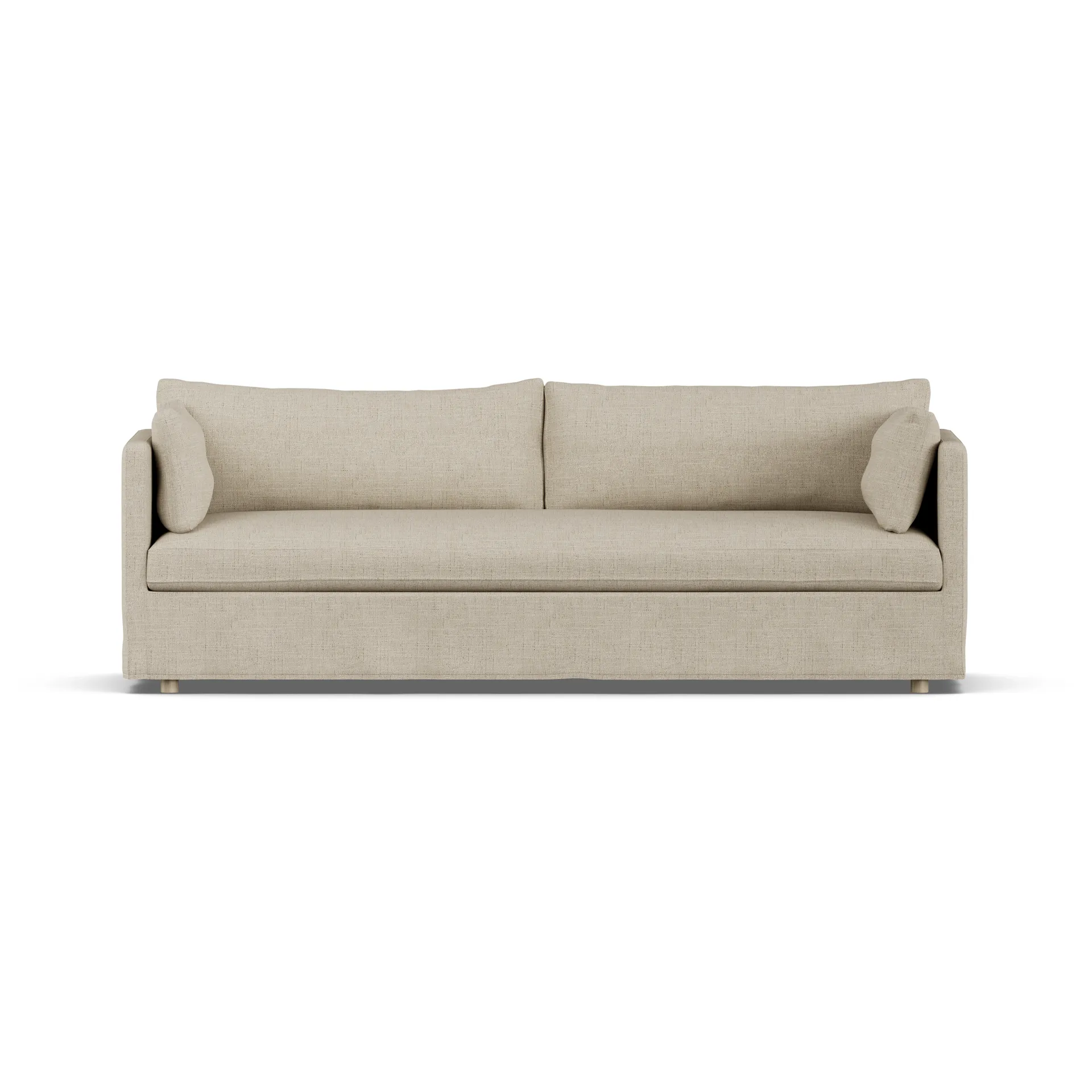 Linnevik sofa, Bern beige 0341-white-oiled oak, 4-seater, with skirt 1898