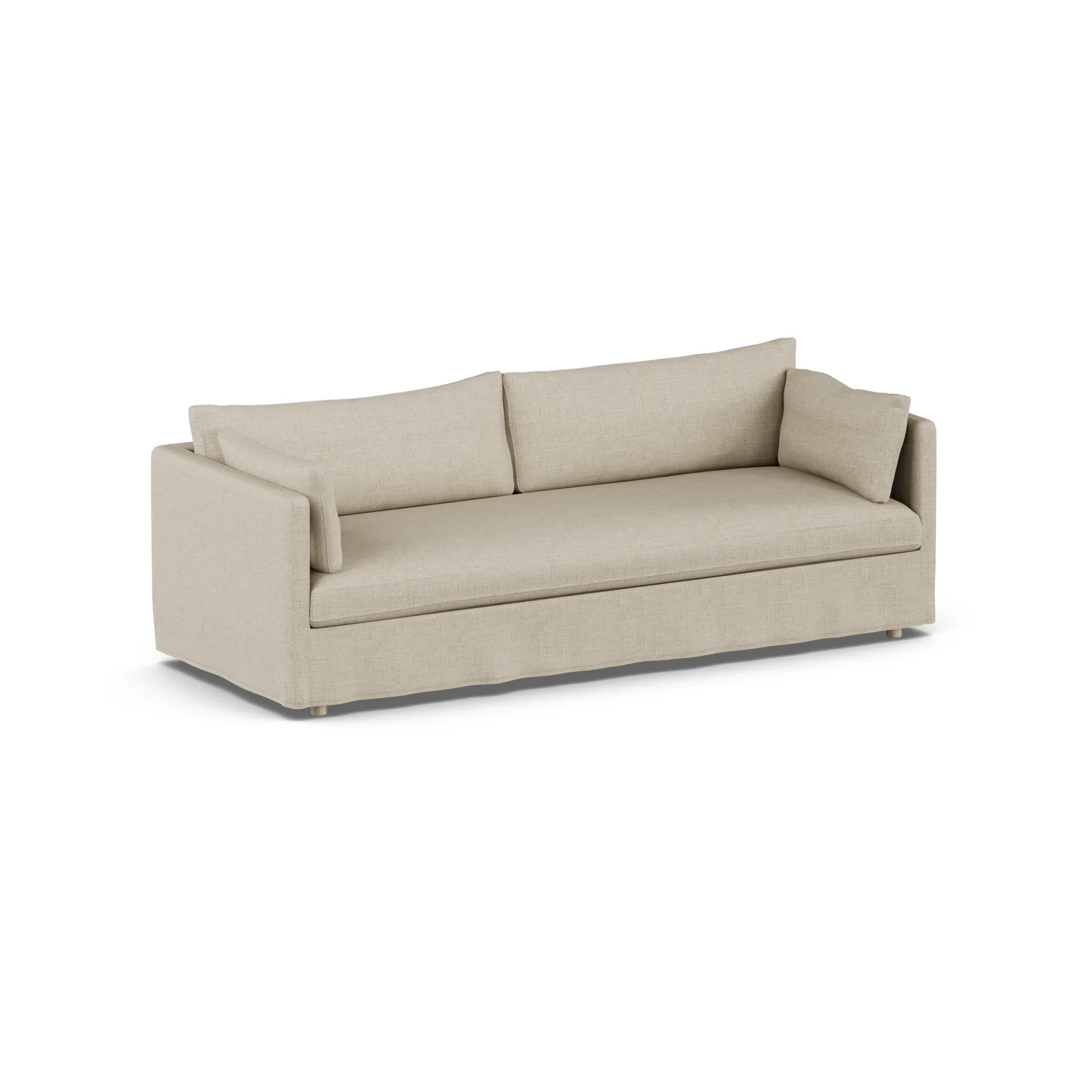 Linnevik sofa, Bern beige 0341-white-oiled oak, 4-seater, with skirt 1898