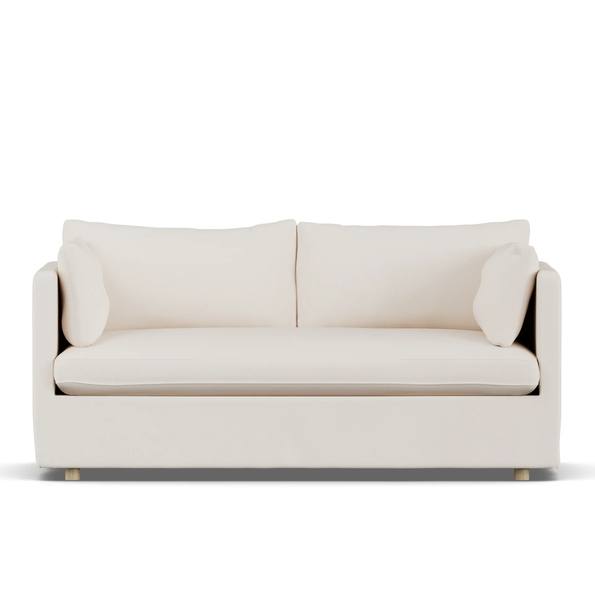 Linnevik sofa, Caleido Beige 9600-white-oiled oak, 2-seater, with skirt 1898