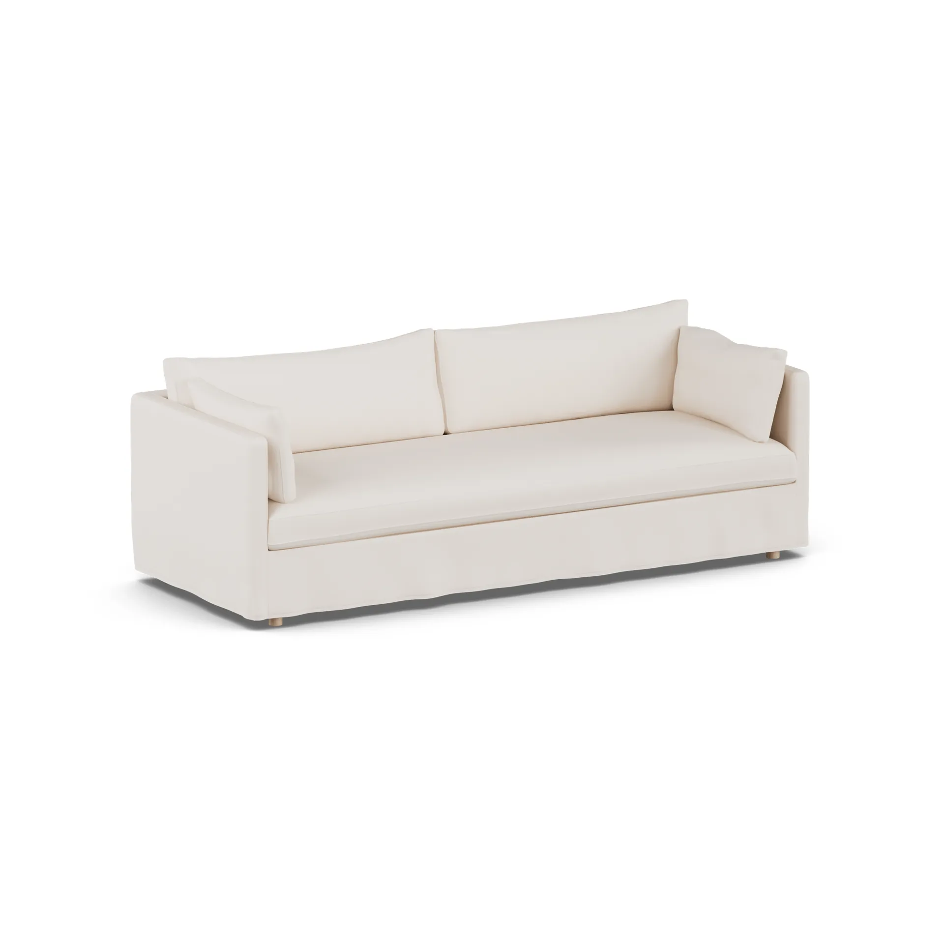 Linnevik sofa, Caleido beige 9600-white-oiled oak, 4-seater, with skirt 1898