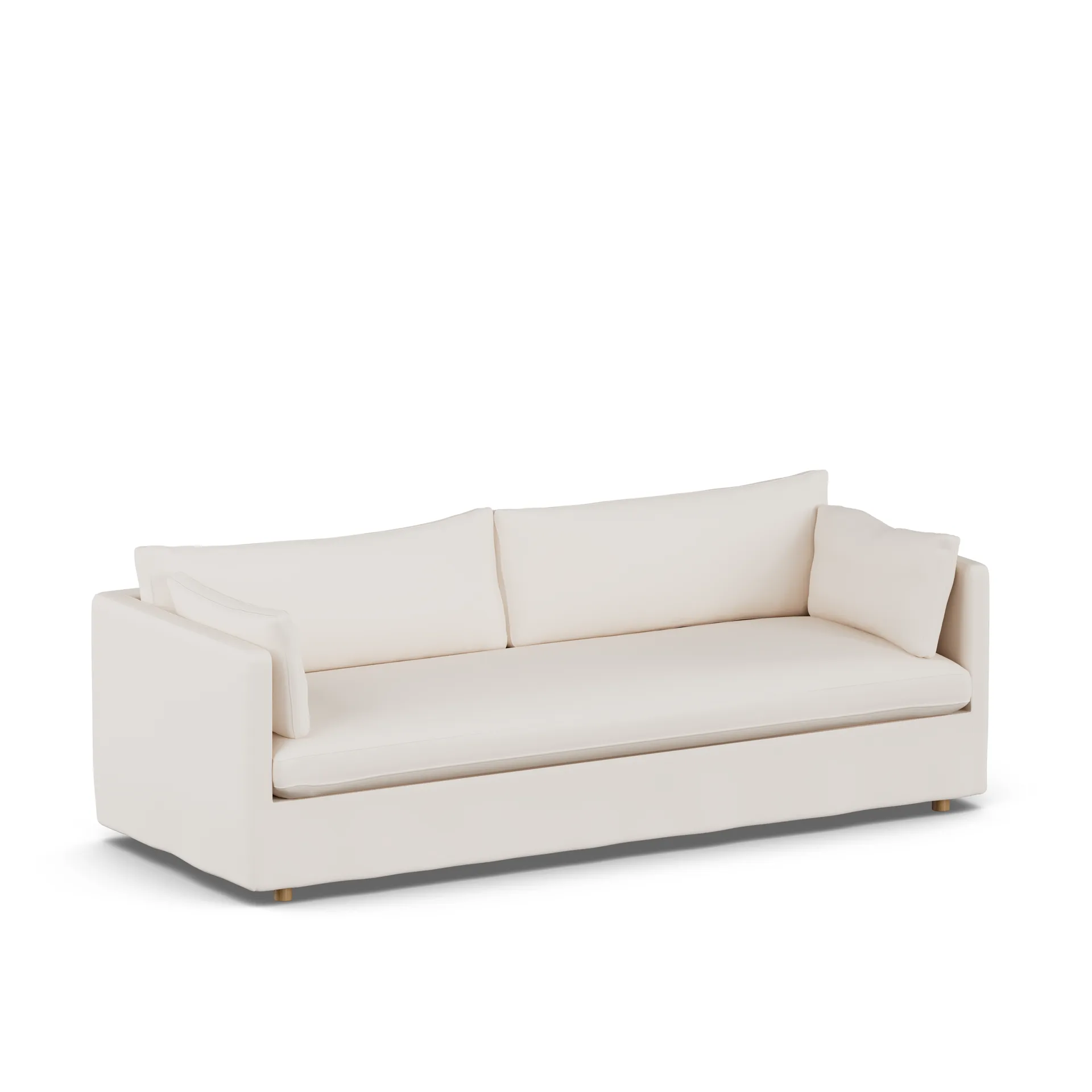 Linnevik sofa, Caleido beige 9600-white-oiled oak, 4-seater, with skirt 1898
