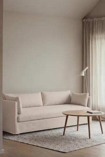 Linnevik sofa - Caleido beige 9600-white-oiled oak, 4-seater, with skirt - 1898