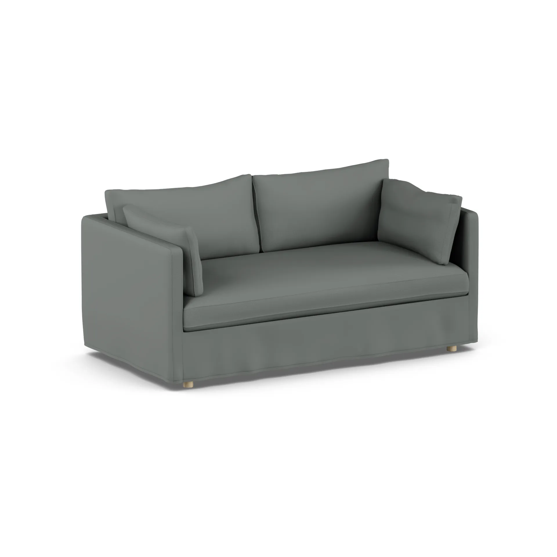 Linnevik sofa, Caleido Grey 1240-white-oiled oak, 2-seater, with skirt 1898