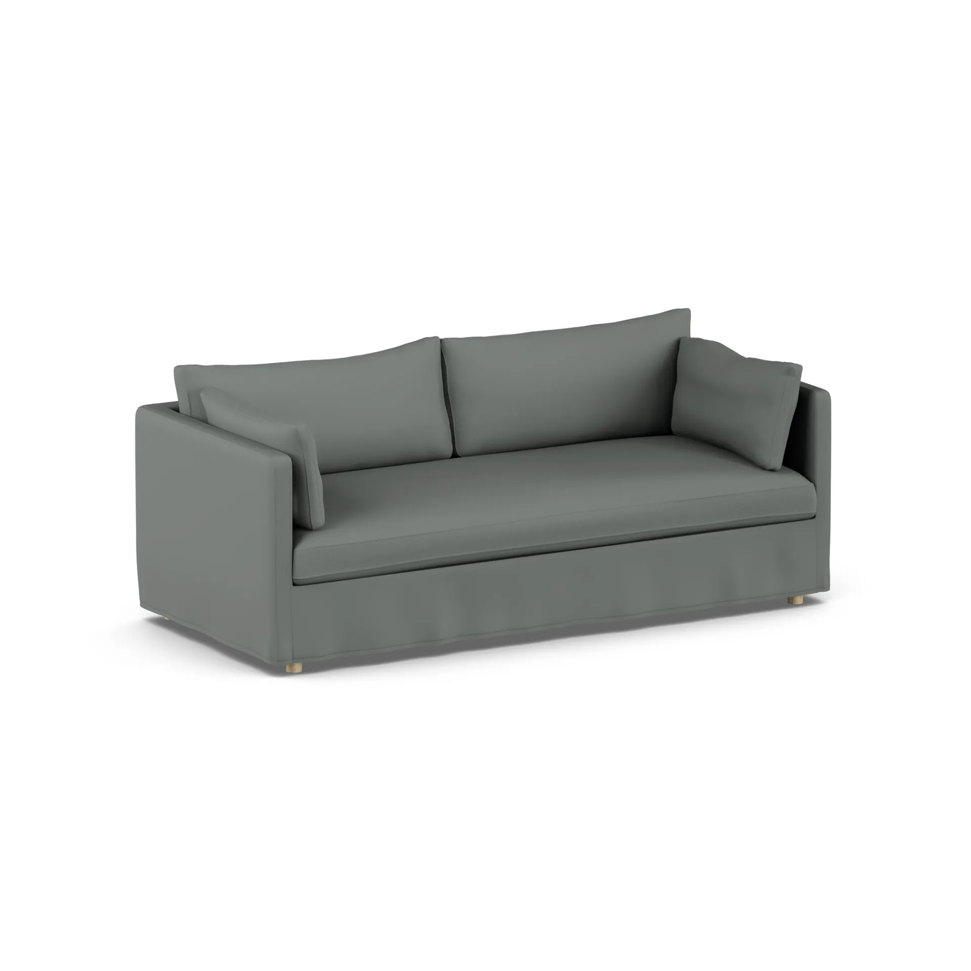 Linnevik sofa, Caleido Grey 1240-white-oiled oak, 3-seater, with skirt 1898