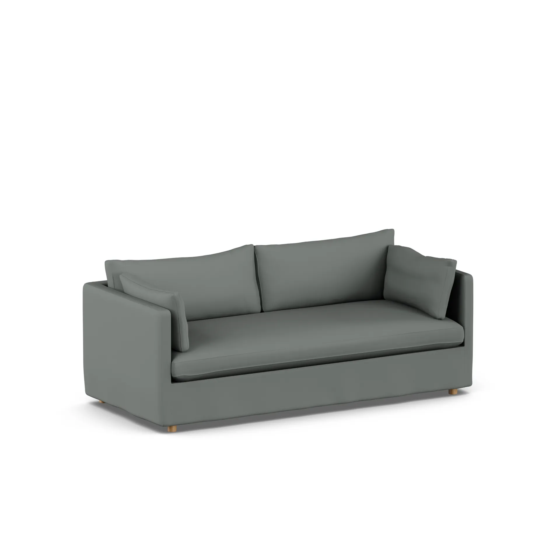 Linnevik sofa, Caleido Grey 1240-white-oiled oak, 3-seater, with skirt 1898
