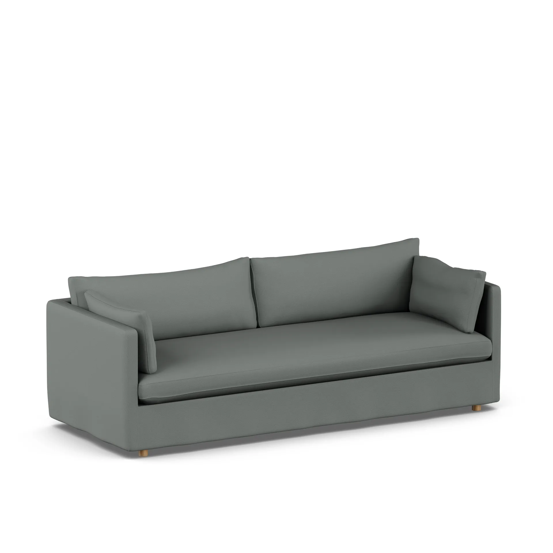 Linnevik sofa, Caleido grey 1240-white-oiled oak, 4-seater, with skirt 1898