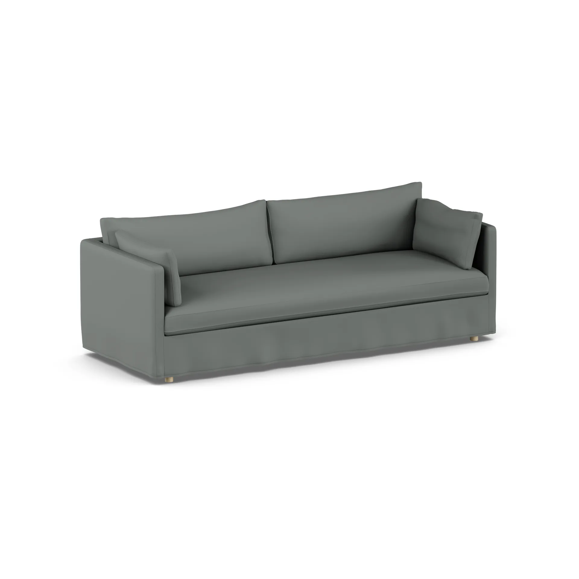 Linnevik sofa, Caleido grey 1240-white-oiled oak, 4-seater, with skirt 1898