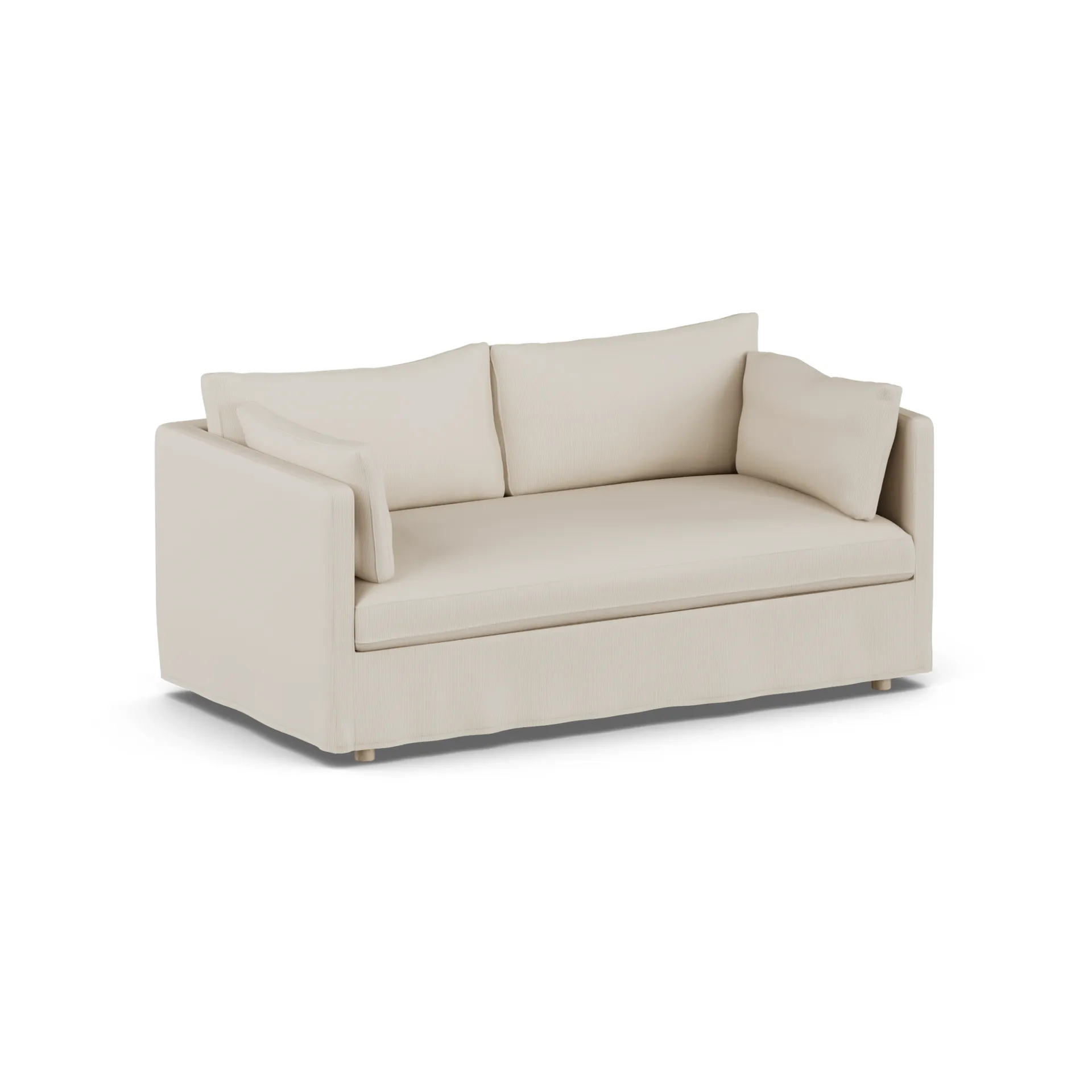 Linnevik sofa, Jump Beige 1956-white-oiled oak, 2-seater, with skirt 1898