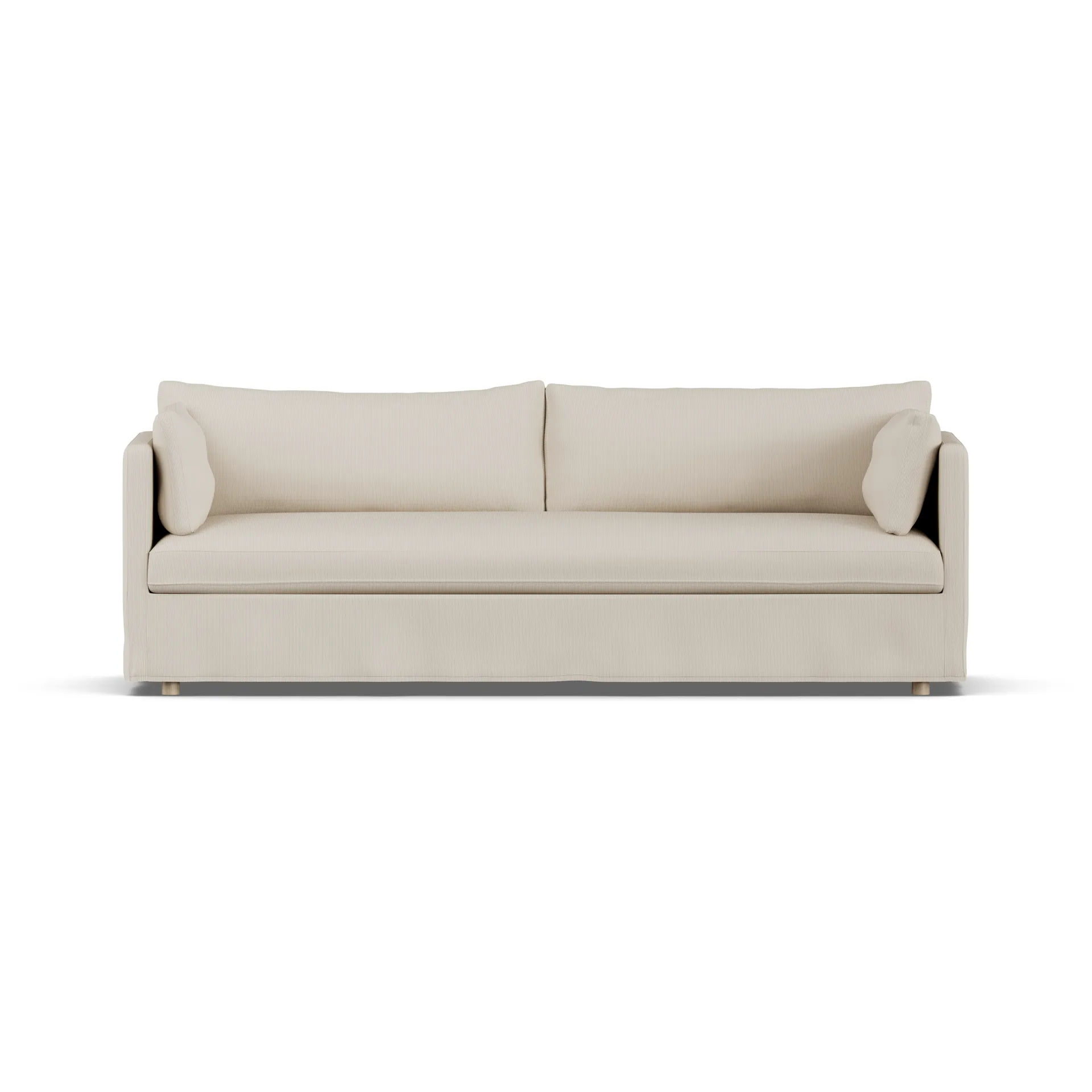 Linnevik sofa, Jump Beige 1956-white-oiled oak, 4-seater, with skirt 1898