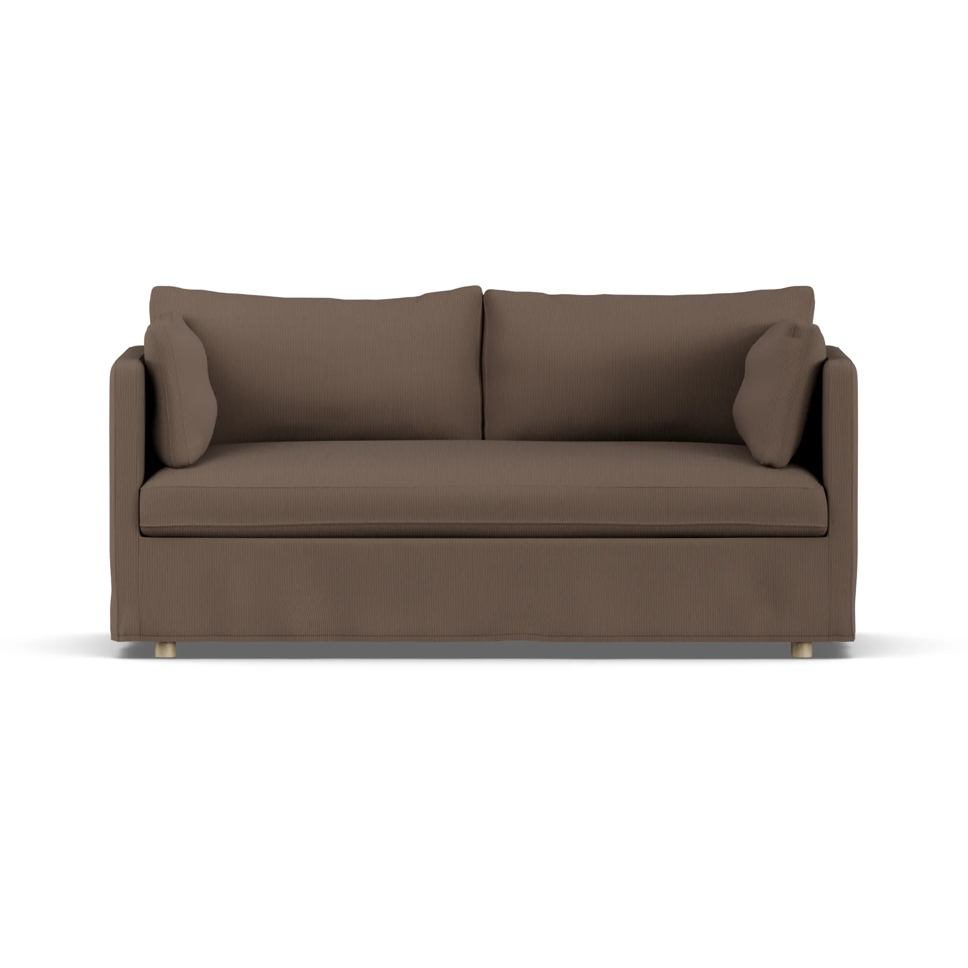 Linnevik sofa, Jump brown 1955-white-oiled oak, 2-seater, with skirt 1898