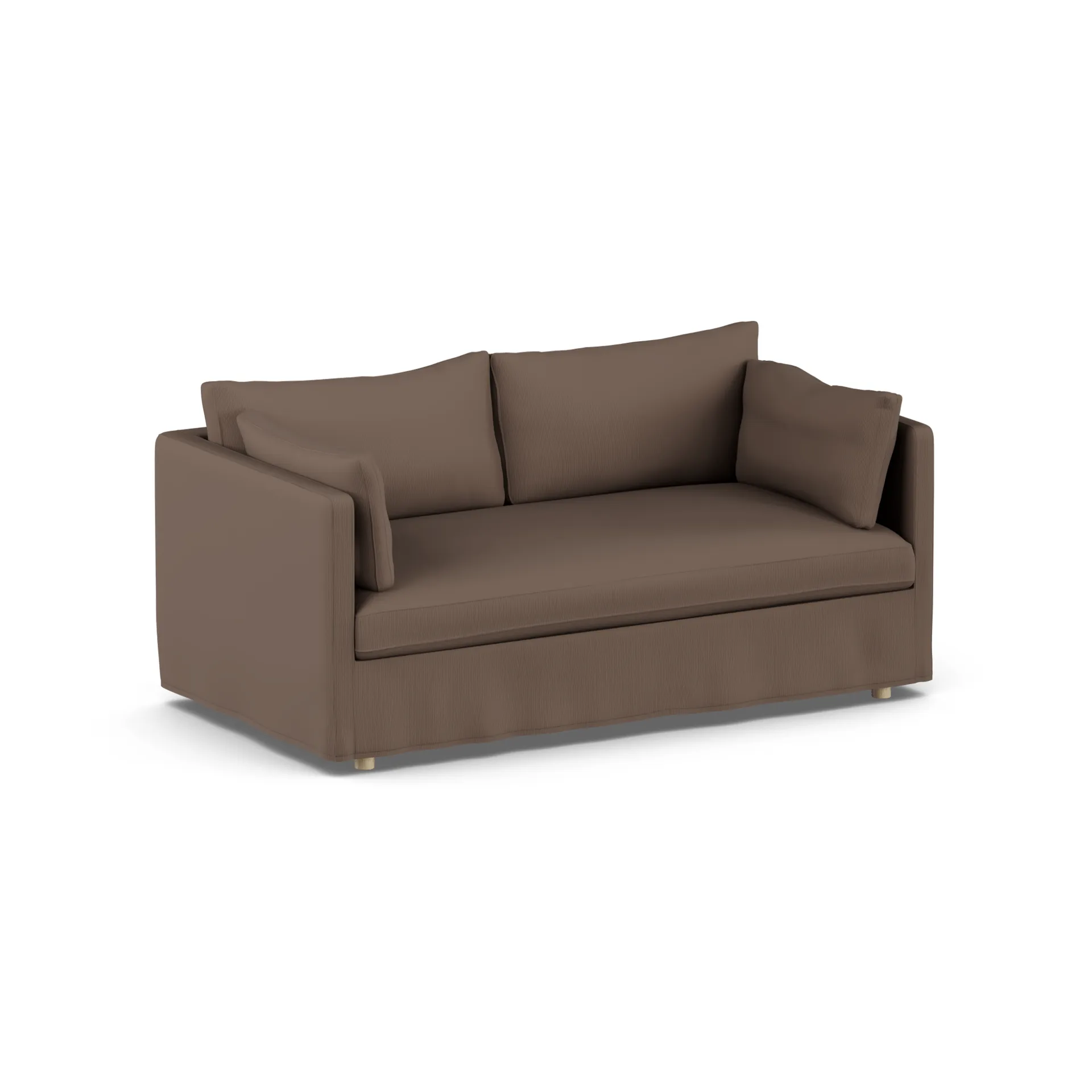 Linnevik sofa, Jump brown 1955-white-oiled oak, 2-seater, with skirt 1898