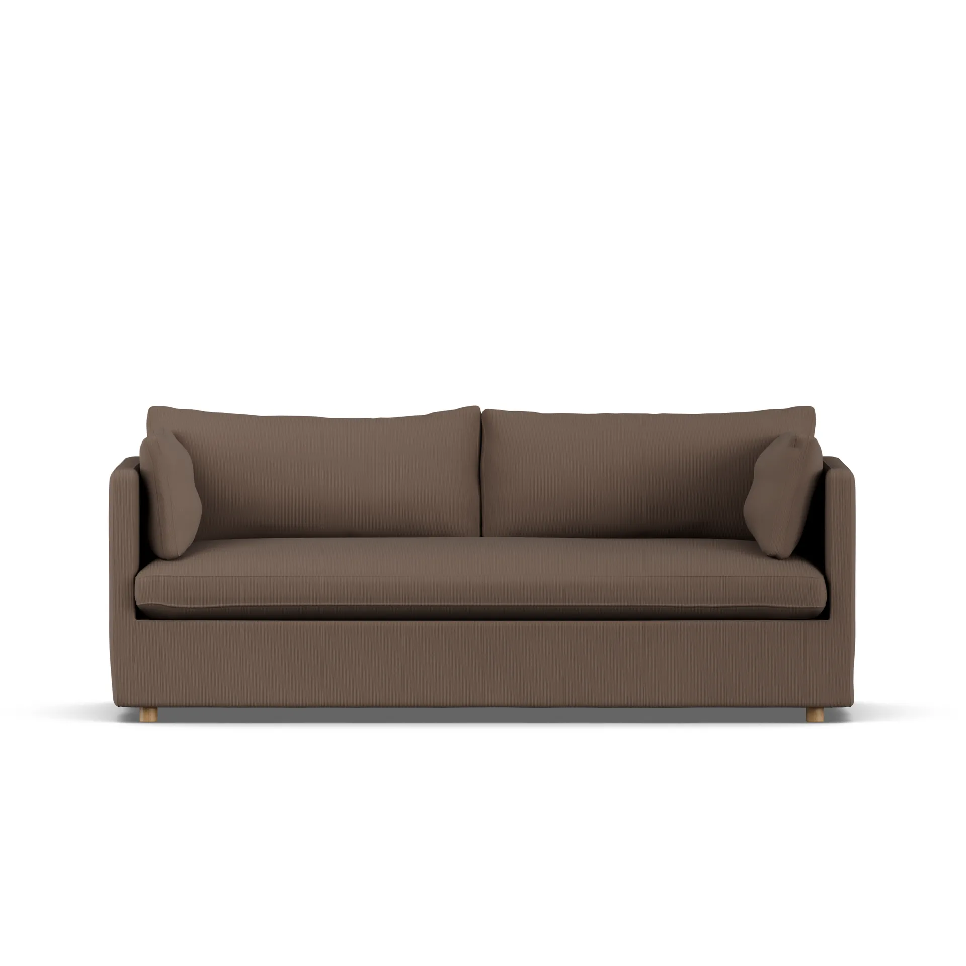 Linnevik sofa, Jump brown 1955-white-oiled oak, 3-seater, with skirt 1898