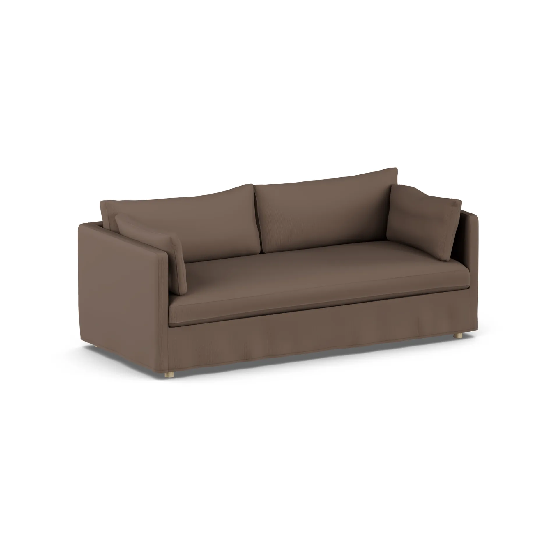 Linnevik sofa, Jump brown 1955-white-oiled oak, 3-seater, with skirt 1898