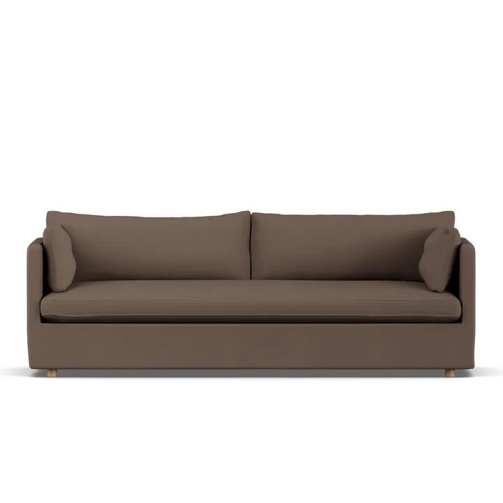Linnevik sofa - Jump brown 1955-white-oiled oak, 4-seater, with skirt - 1898