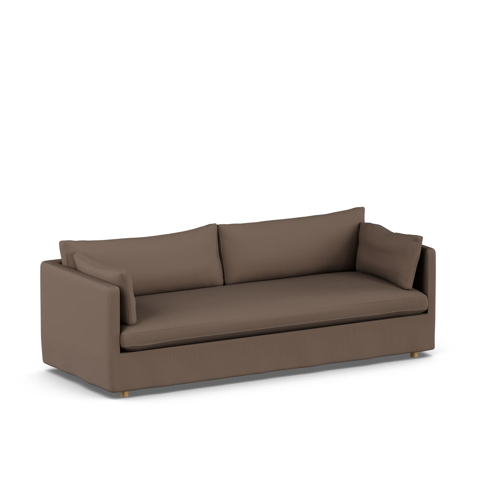 Linnevik sofa, Jump brown 1955-white-oiled oak, 4-seater, with skirt 1898