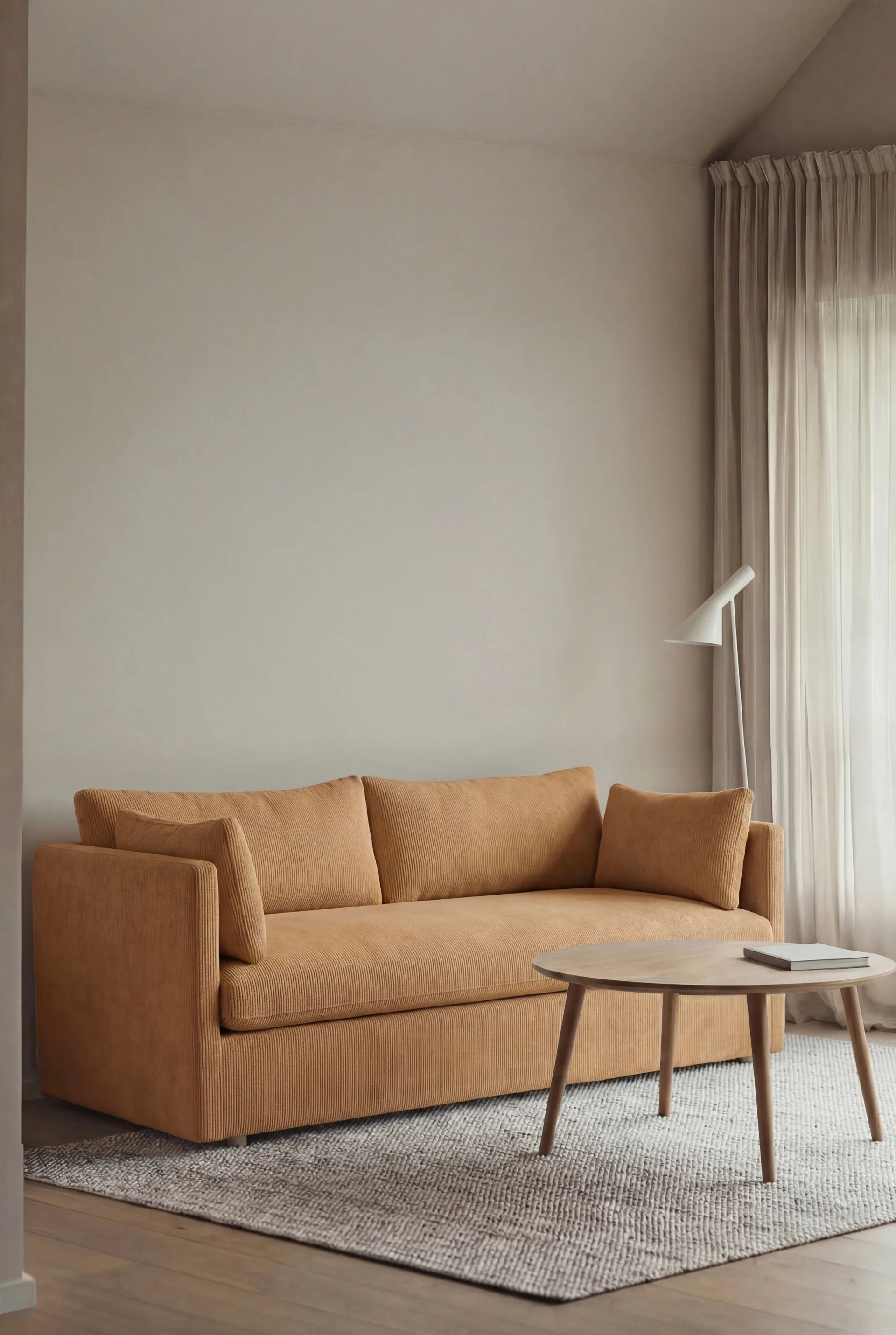 Linnevik sofa, Jump Honey 1959-white-oiled oak, 2-seater, with skirt 1898