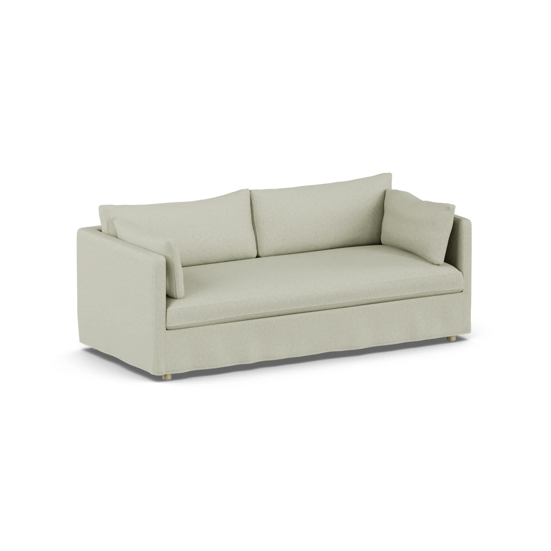 Linnevik sofa, Luiza Beige 3981-white-oiled oak, 3-seater, with skirt 1898