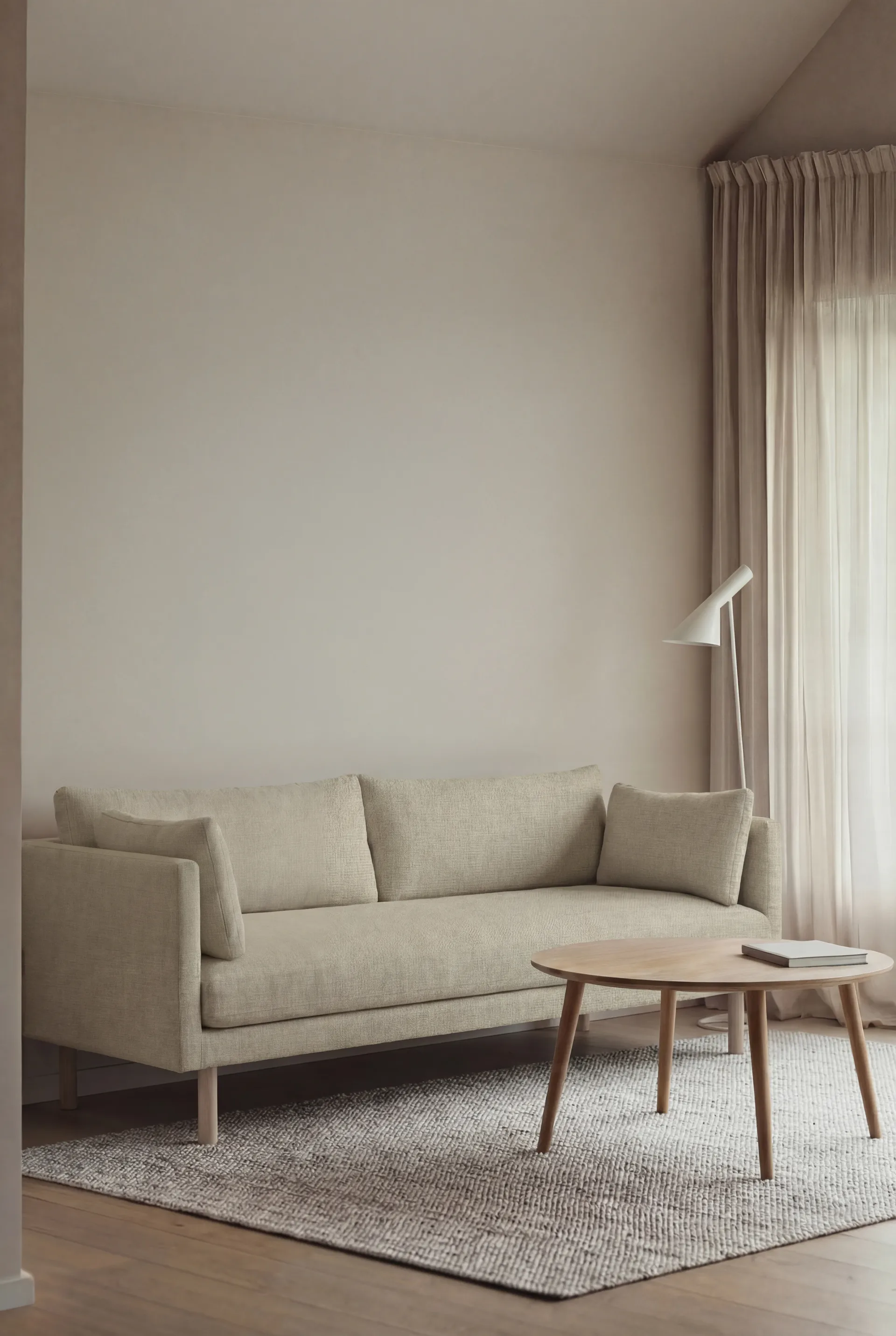 Linnevik sofa, Luiza Beige 3981-white-oiled oak, 3-seater 1898