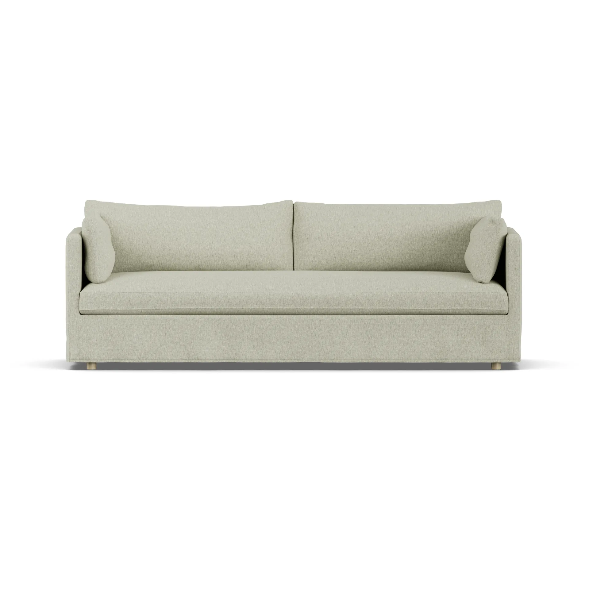 Linnevik sofa, Luiza beige 3981-white-oiled oak, 4-seater, with skirt 1898