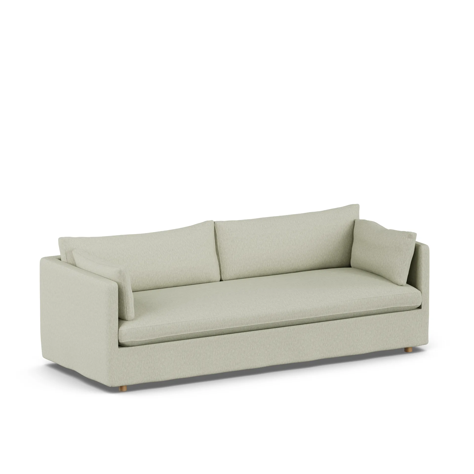 Linnevik sofa, Luiza beige 3981-white-oiled oak, 4-seater, with skirt 1898