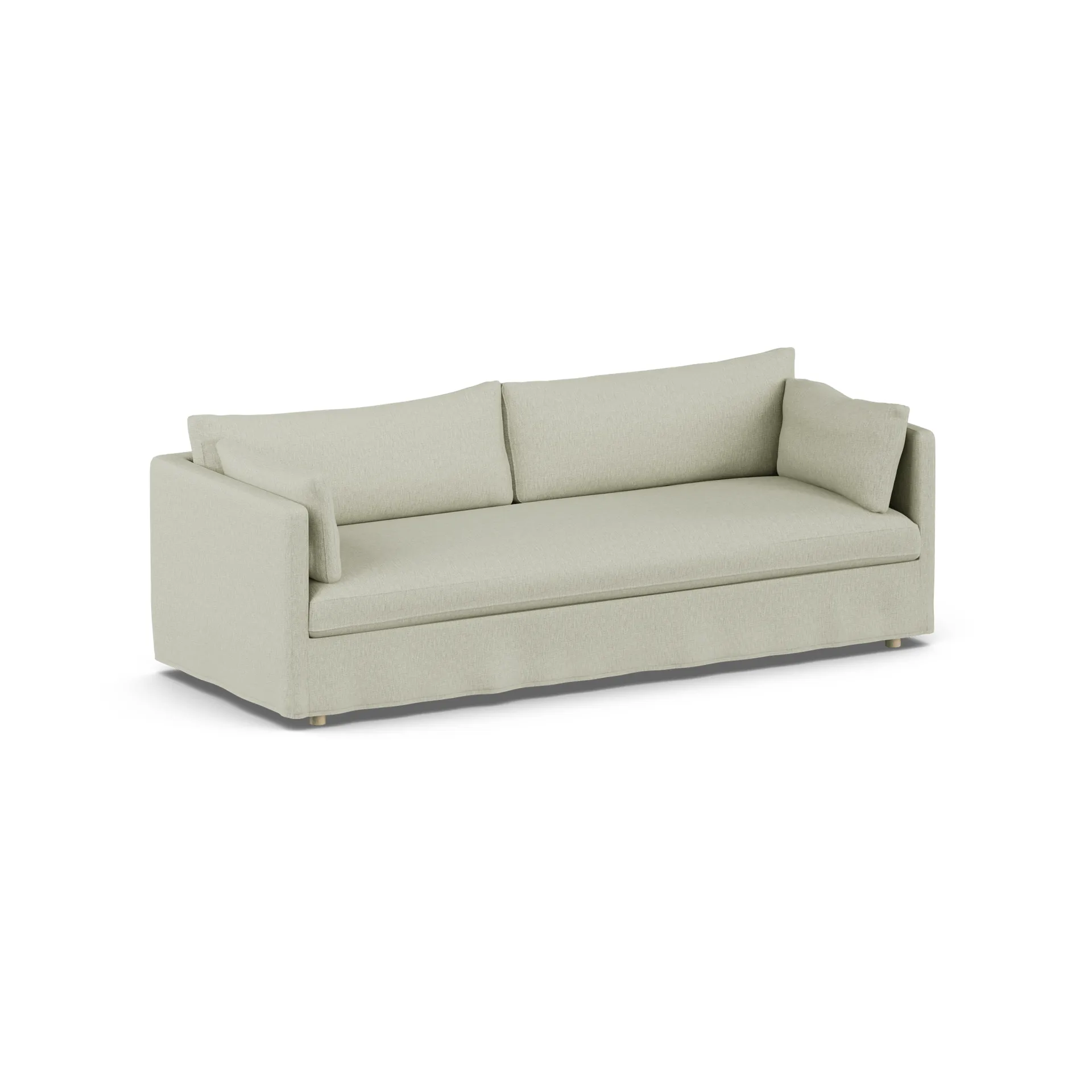 Linnevik sofa, Luiza beige 3981-white-oiled oak, 4-seater, with skirt 1898