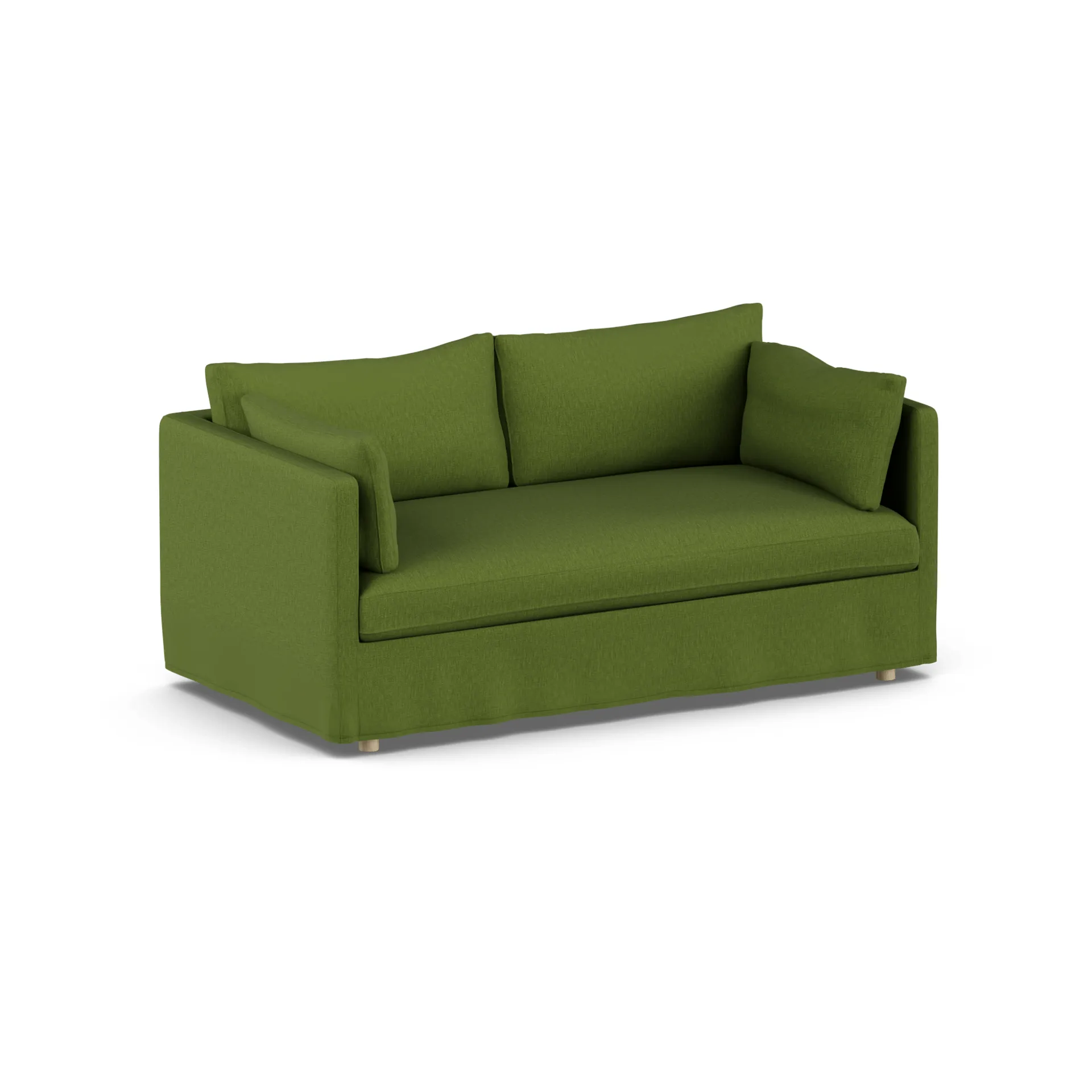 Linnevik sofa, Luiza Green 3975-white-oiled oak, 2-seater, with skirt 1898