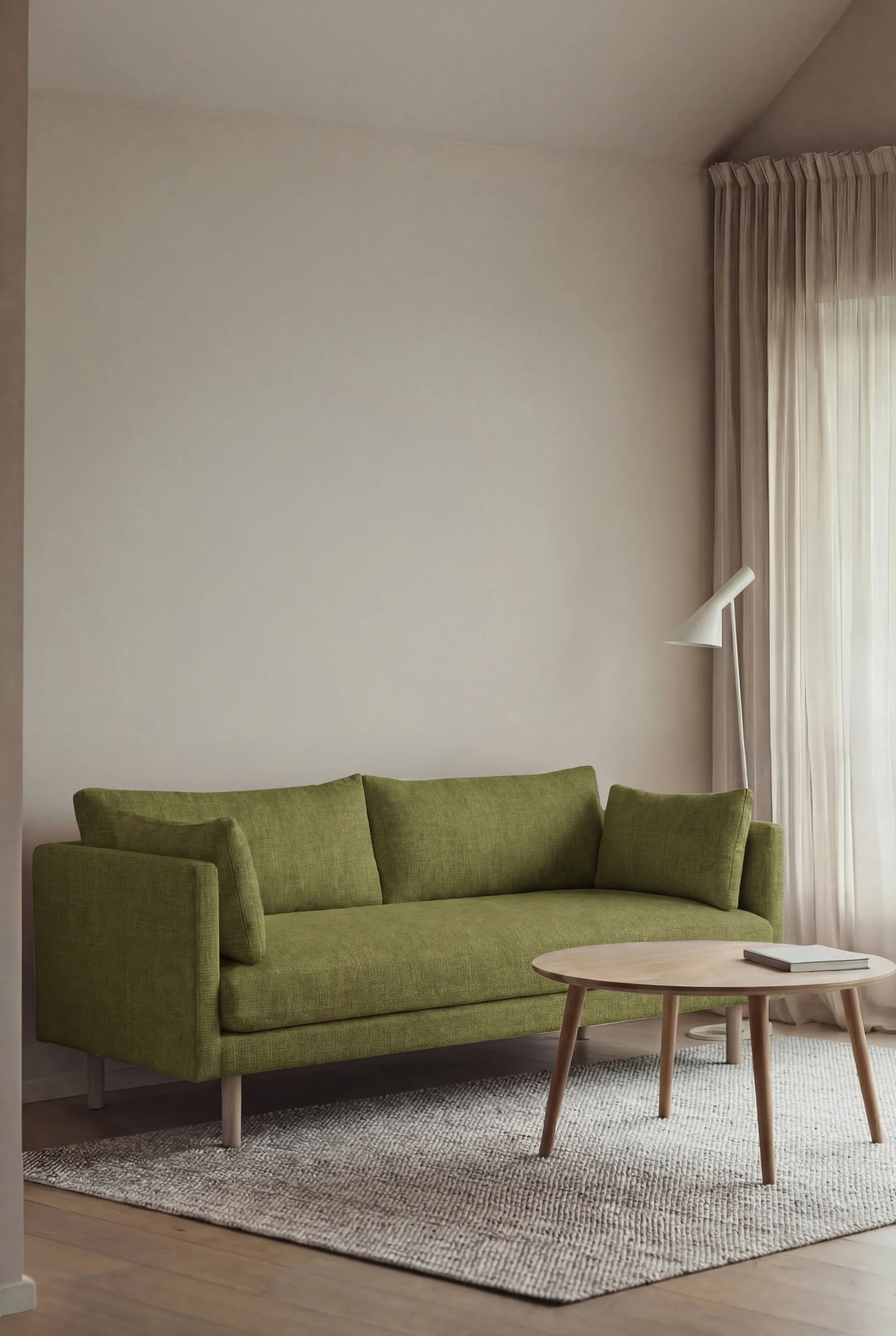 Linnevik sofa, Luiza Green 3975-white-oiled oak, 2-seater 1898