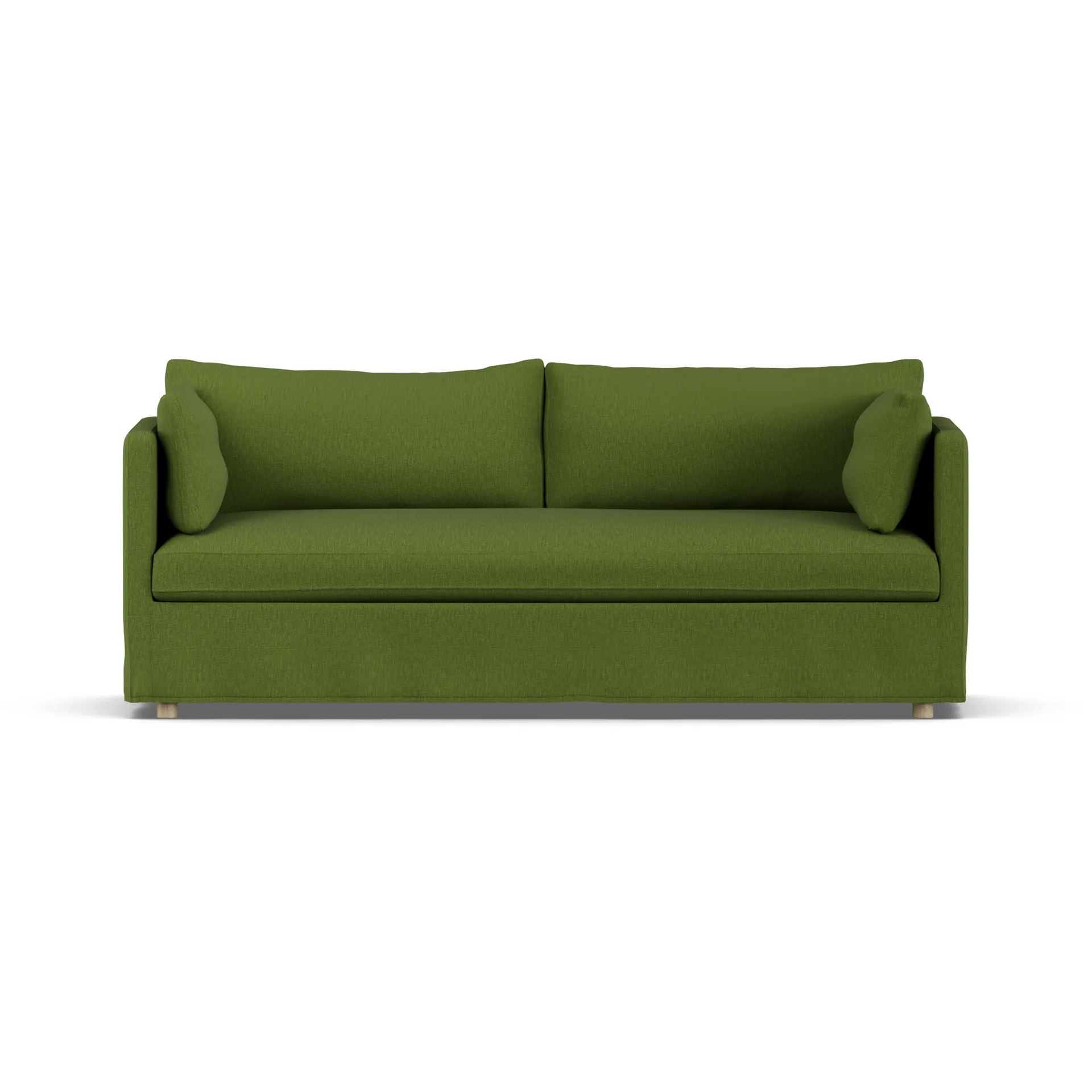 Linnevik sofa, Luiza green 3975-white-oiled oak, 3-seater, with skirt 1898