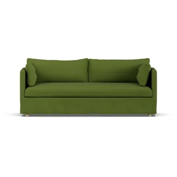 Linnevik sofa - Luiza green 3975-white-oiled oak, 3-seater, with skirt - 1898