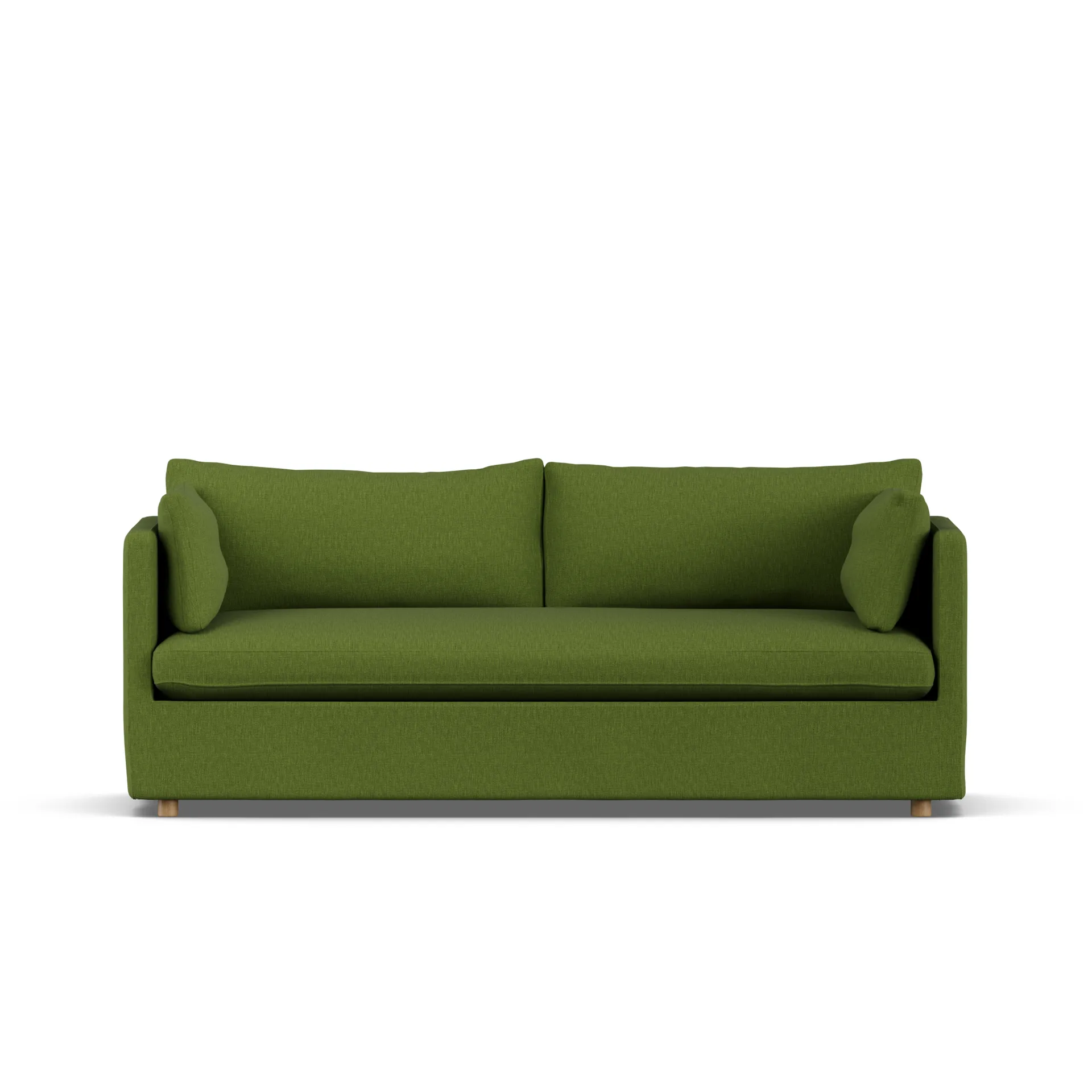 Linnevik sofa, Luiza green 3975-white-oiled oak, 3-seater, with skirt 1898